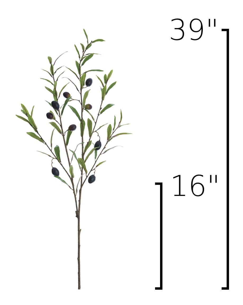 39" Faux Green Olive Leaf Stem
