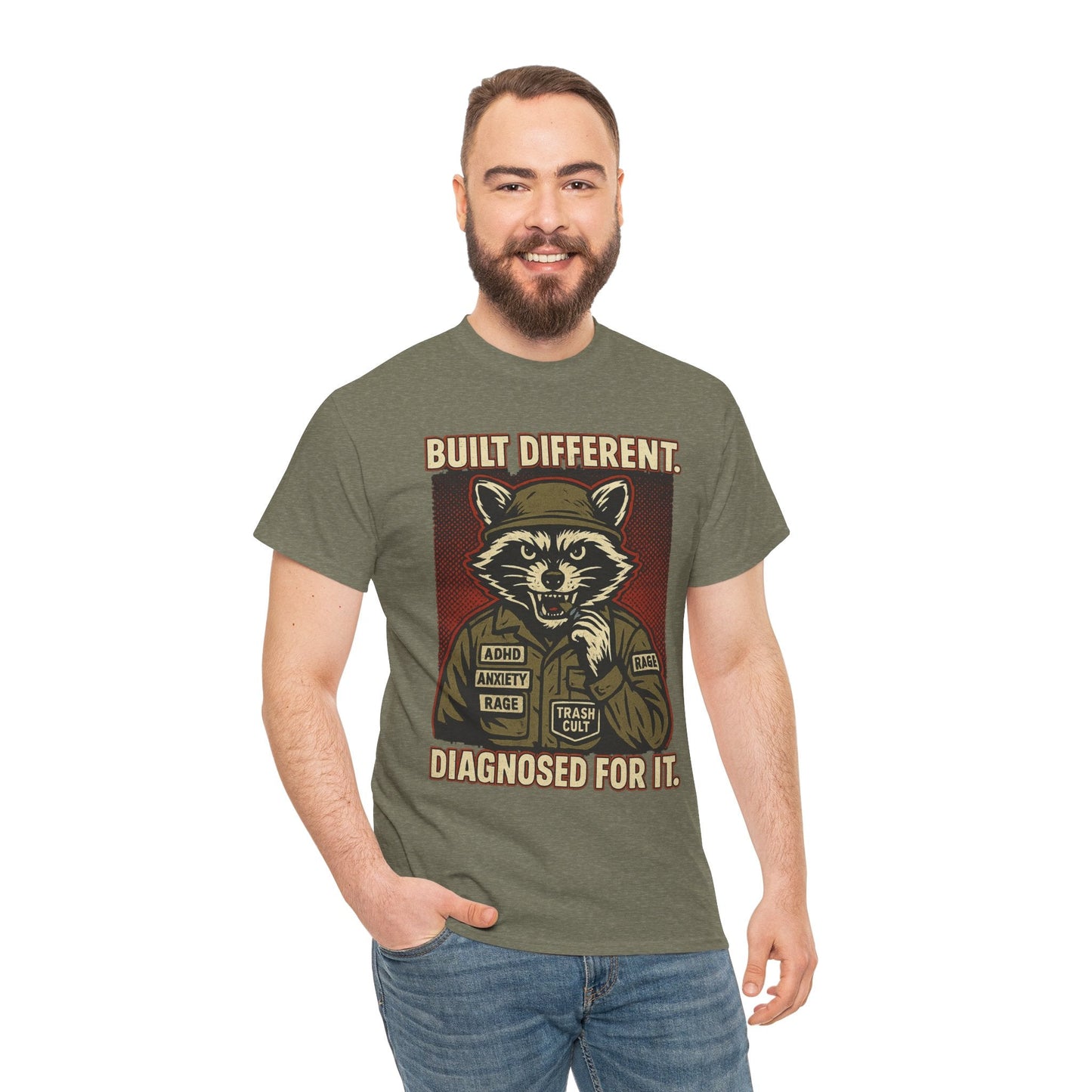 Built Different Diagnosed For It Military Raccoon Shirt – Gildan 5000