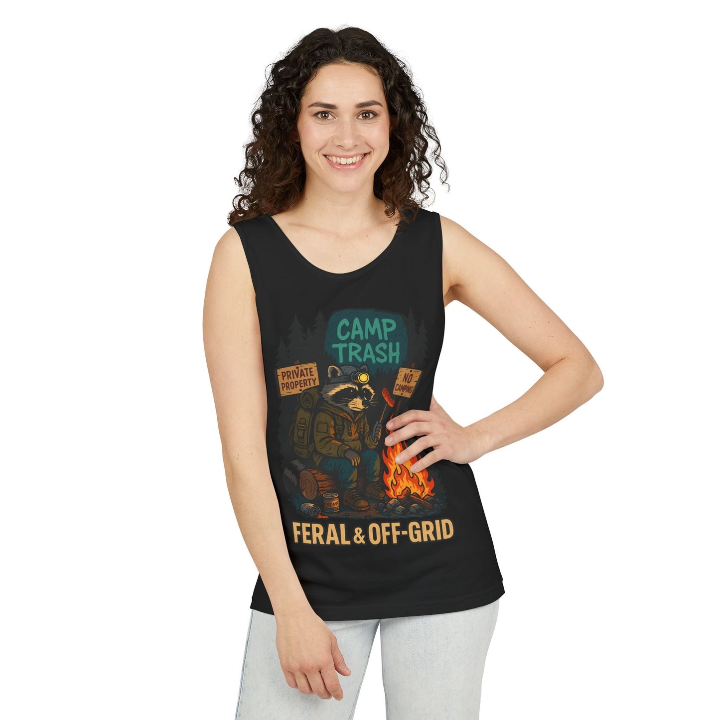 Camp Trash Raccoon Tank Top – Feral & Off-Grid Summer Shirt by Trash Cult