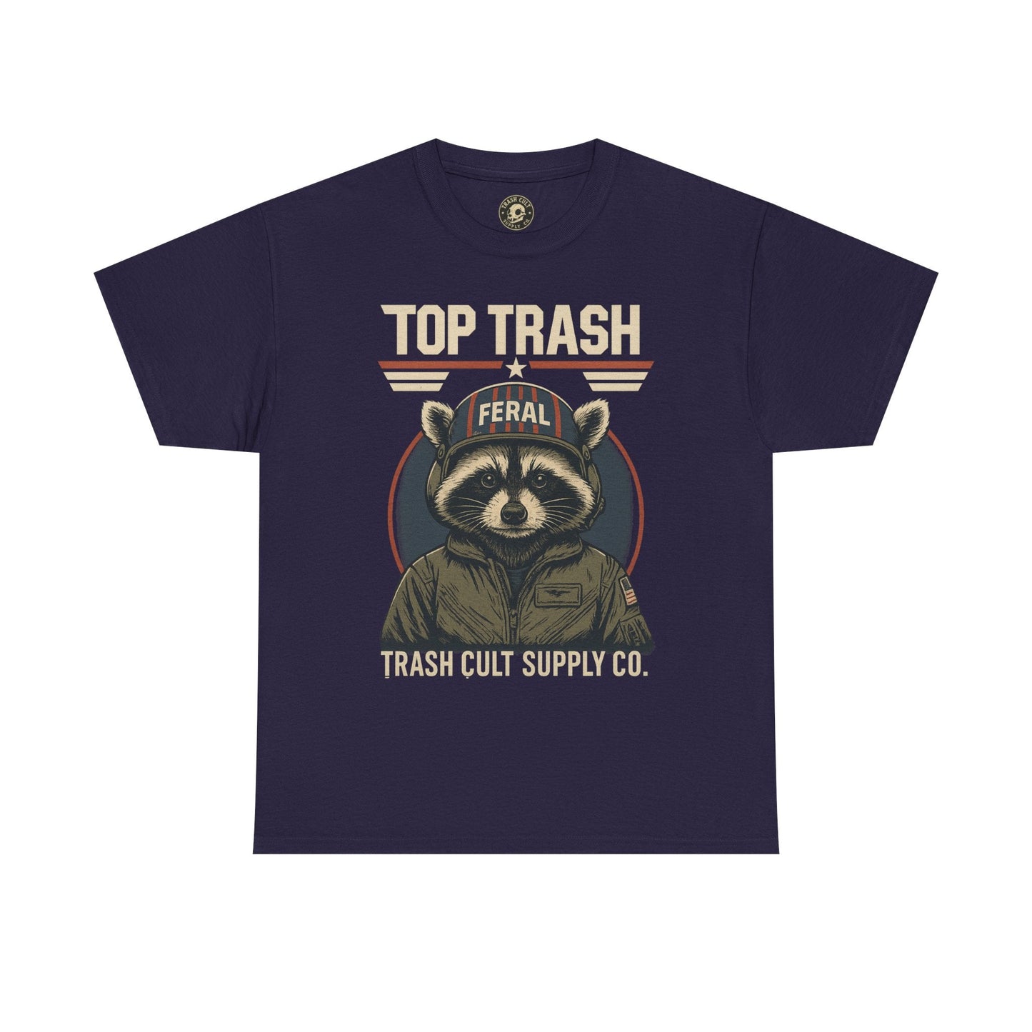Feral Top Trash Raccoon Pilot Shirt – Trash Cult Supply Co. Parody Tee