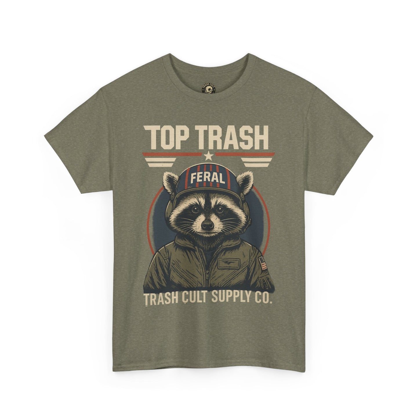 Feral Top Trash Raccoon Pilot Shirt – Trash Cult Supply Co. Parody Tee