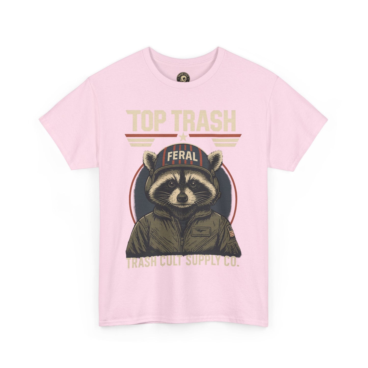 Feral Top Trash Raccoon Pilot Shirt – Trash Cult Supply Co. Parody Tee