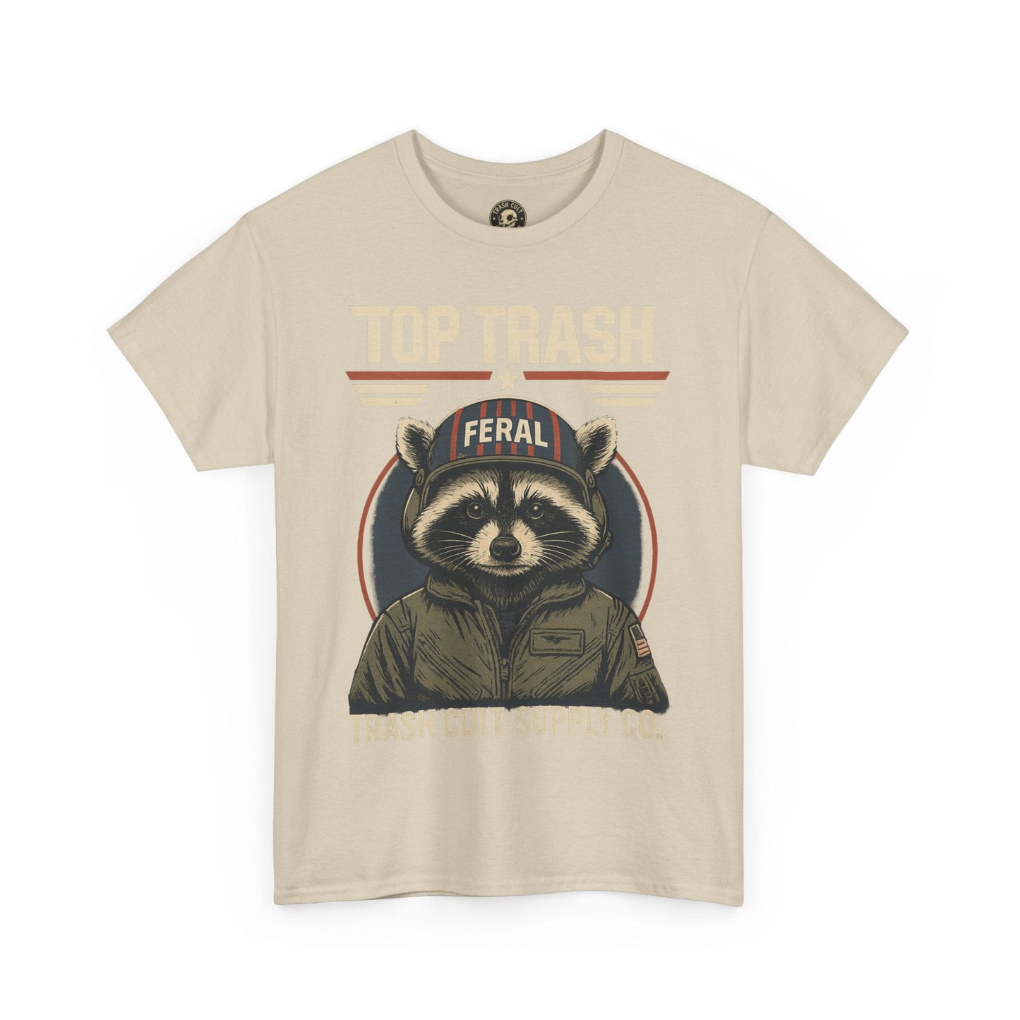 Feral Top Trash Raccoon Pilot Shirt – Trash Cult Supply Co. Parody Tee