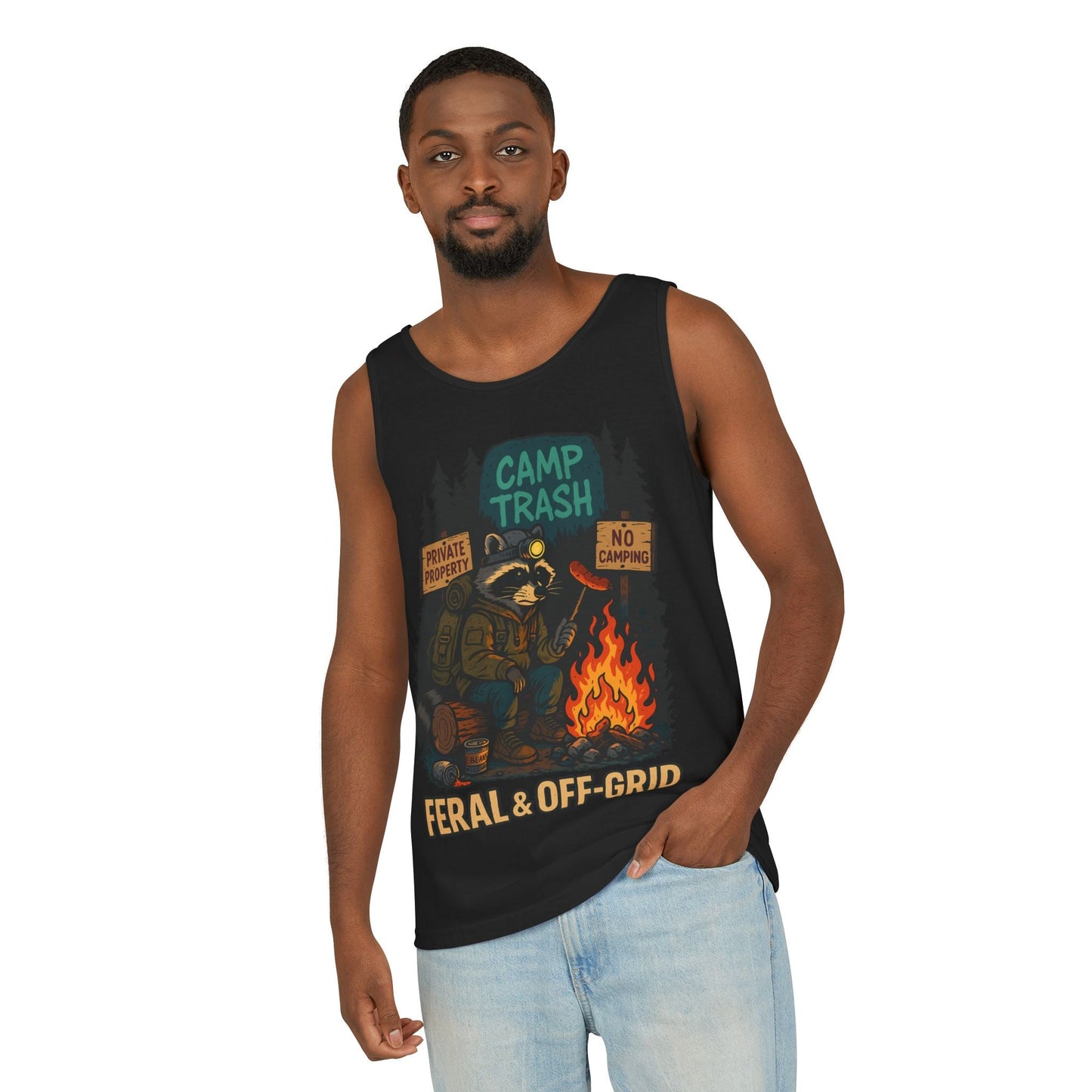 Camp Trash Raccoon Tank Top – Feral & Off-Grid Summer Shirt by Trash Cult