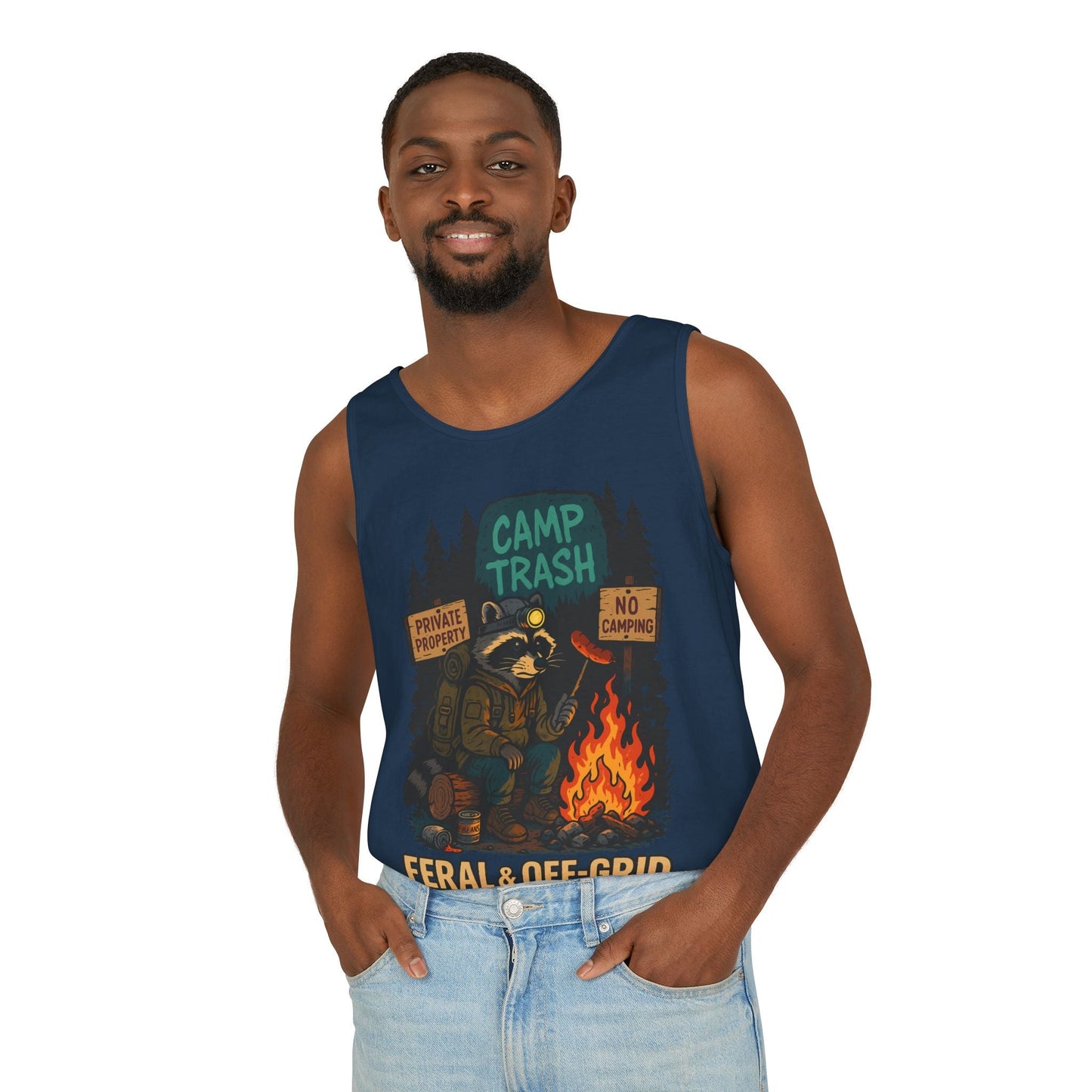 Camp Trash Raccoon Tank Top – Feral & Off-Grid Summer Shirt by Trash Cult