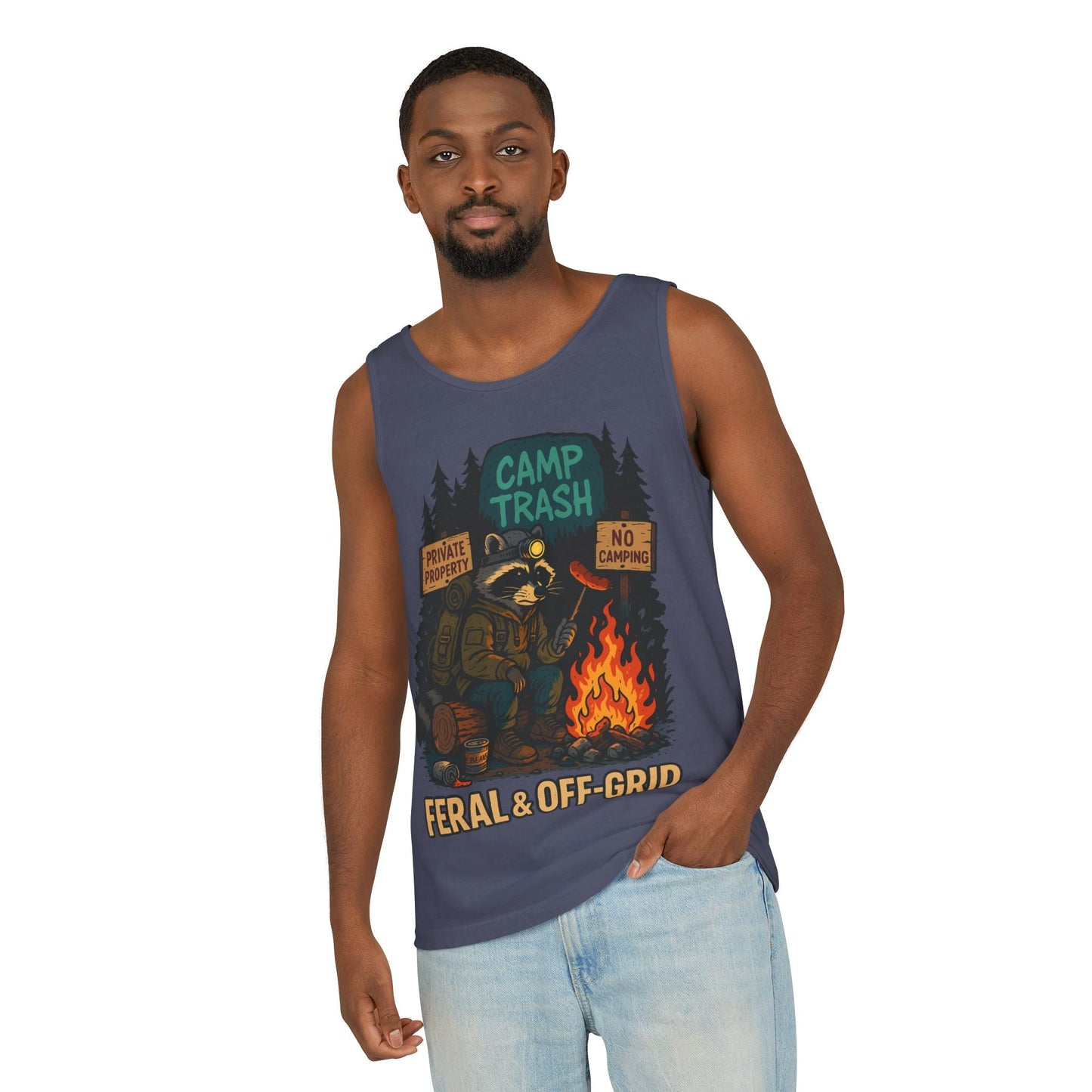 Camp Trash Raccoon Tank Top – Feral & Off-Grid Summer Shirt by Trash Cult
