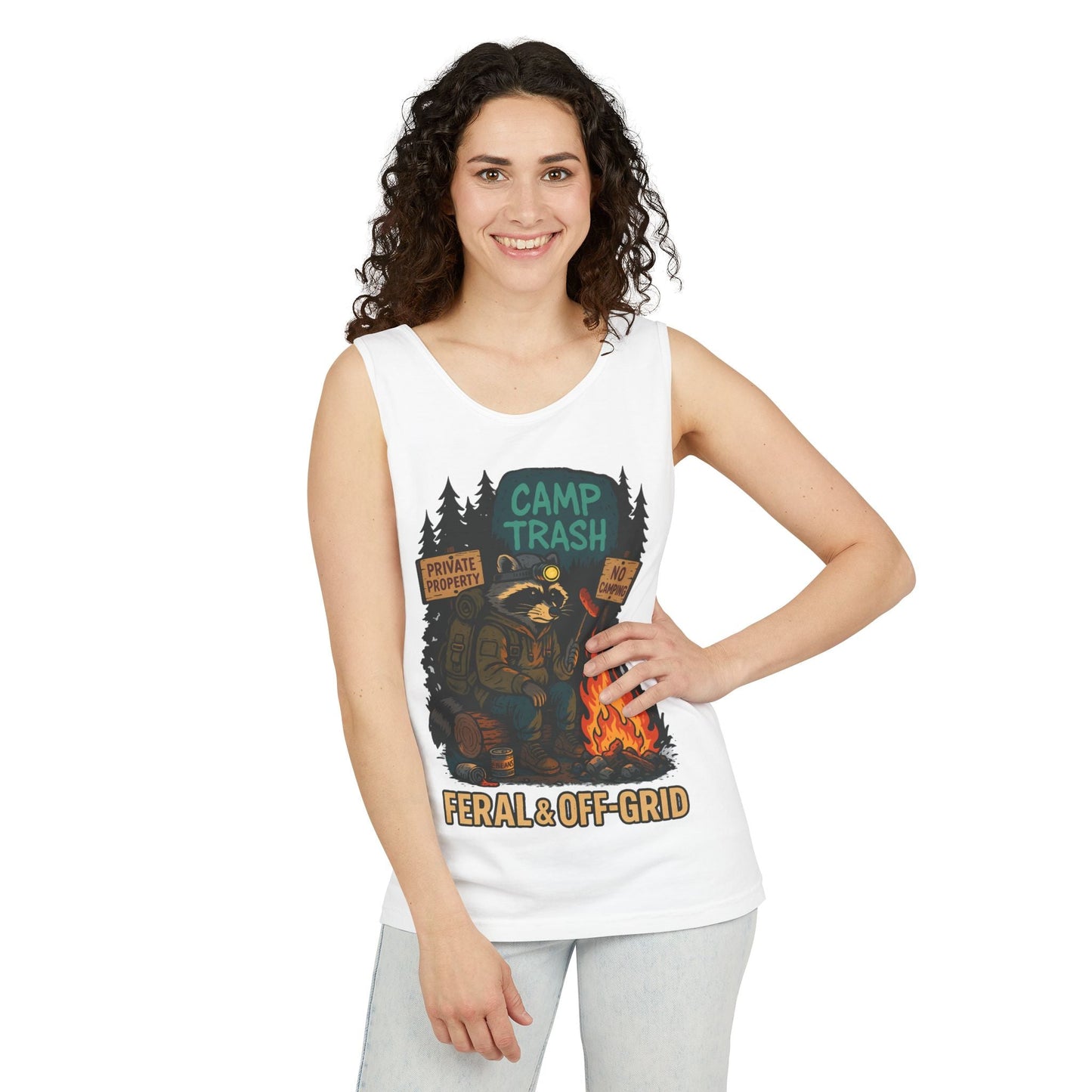 Camp Trash Raccoon Tank Top – Feral & Off-Grid Summer Shirt by Trash Cult
