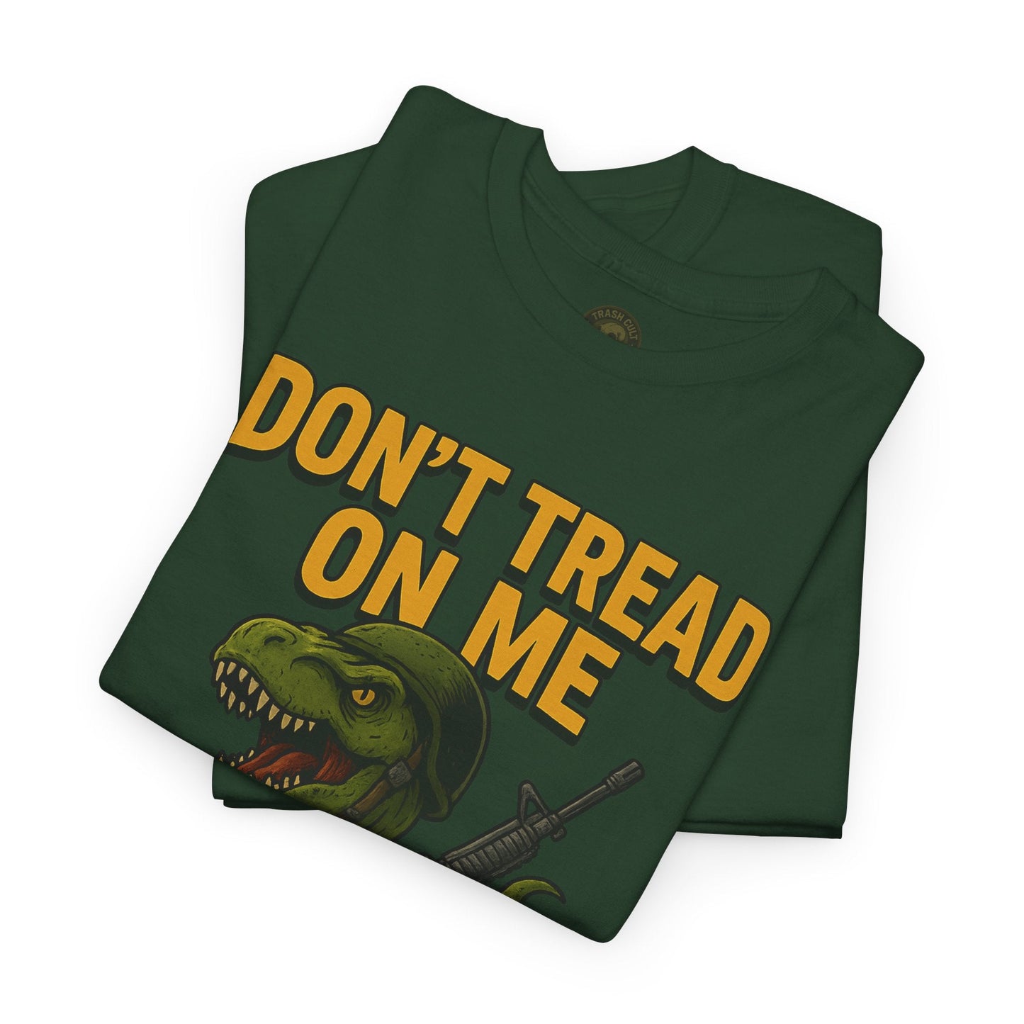 Don’t Tread On Me T-Rex T-Shirt – Liberty or Death Graphic | Trash Cult Supply Co. | Gildan 5000 Heavy Cotton