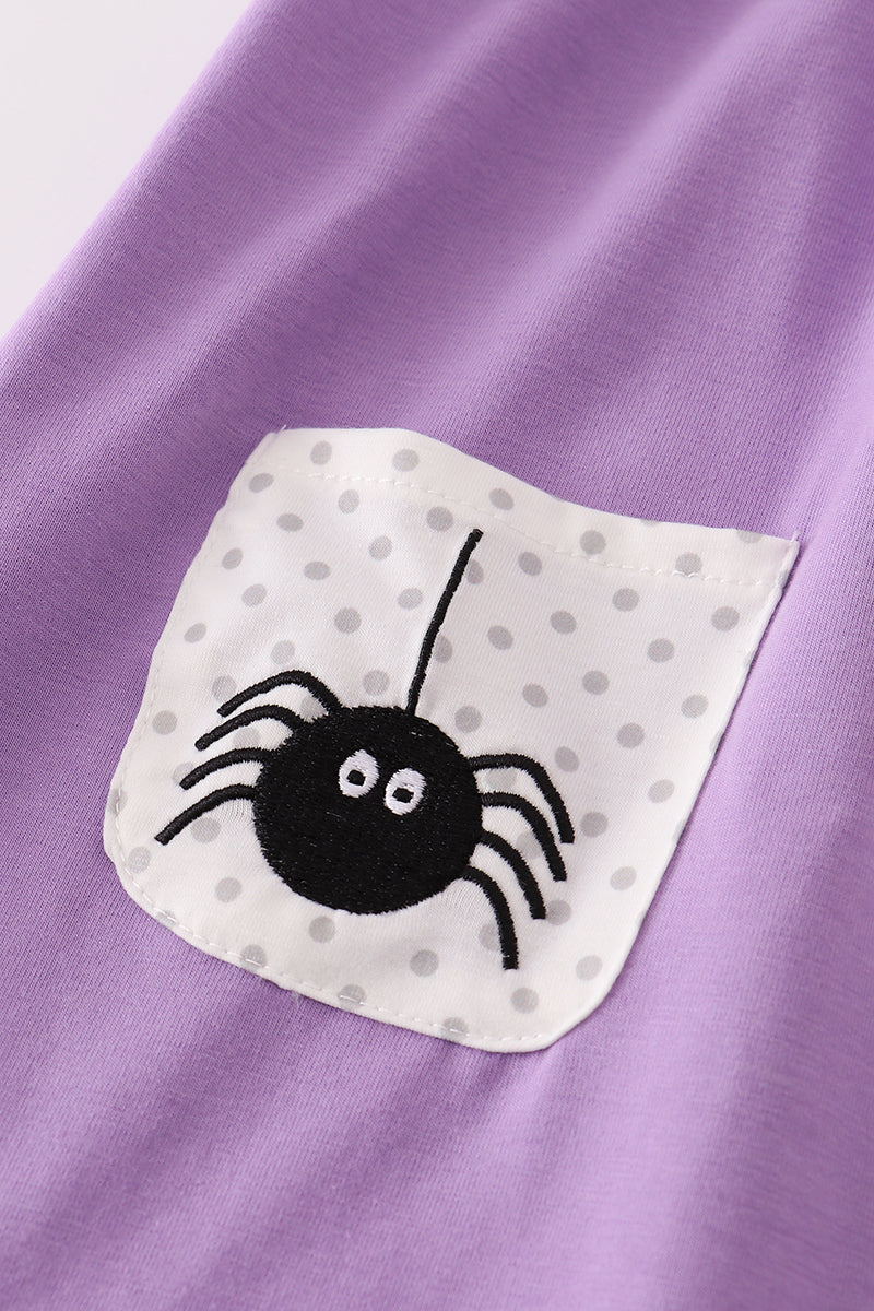 Purple spider embroidery ruffle dress