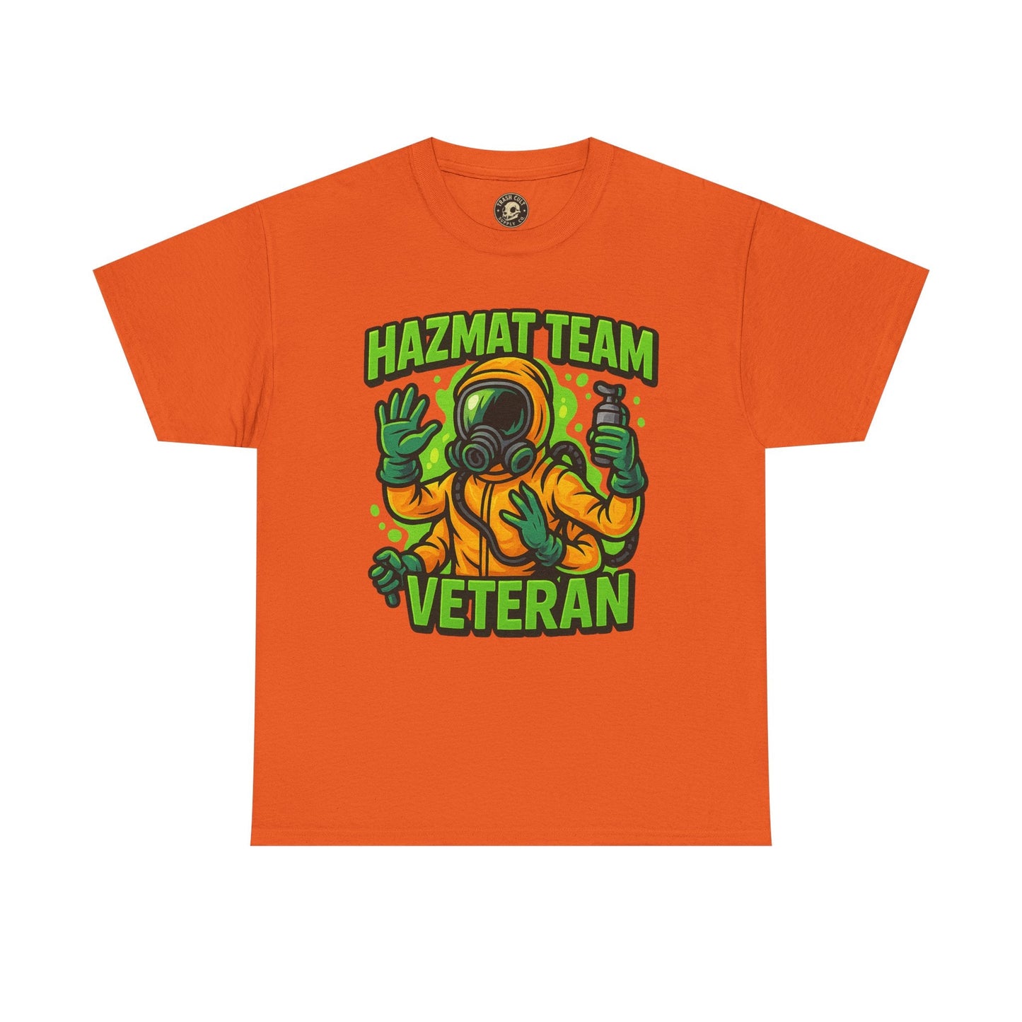 Hazmat Team Veteran T-Shirt – Neon New School Biohazard Graphic Tee | Gildan 5000 Sci-Fi Cotton Shirt