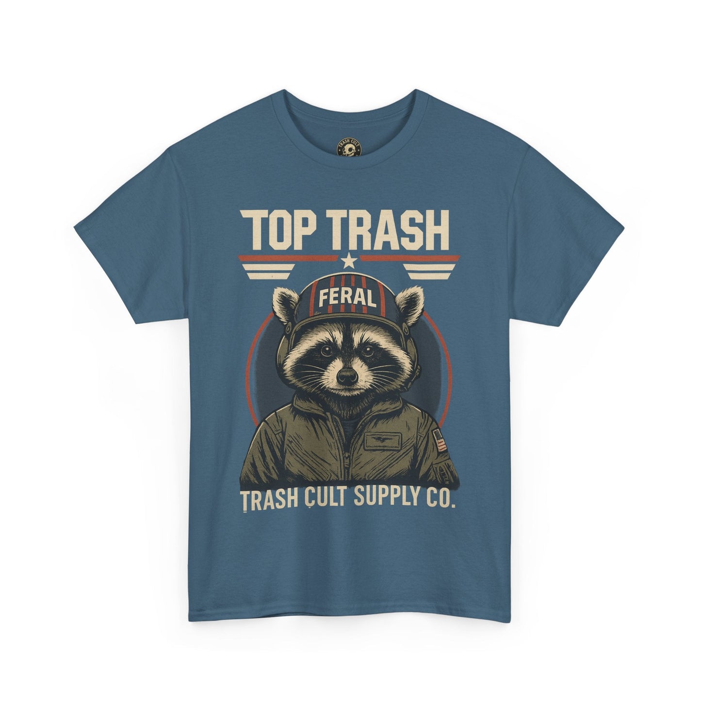 Feral Top Trash Raccoon Pilot Shirt – Trash Cult Supply Co. Parody Tee