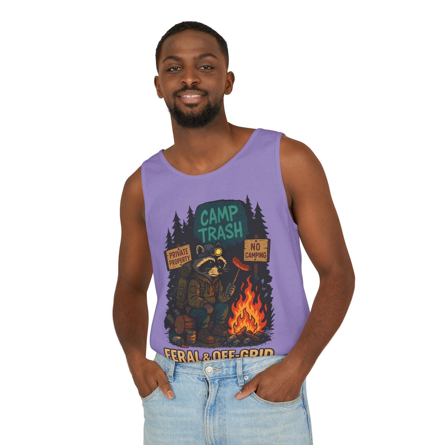 Camp Trash Raccoon Tank Top – Feral & Off-Grid Summer Shirt by Trash Cult