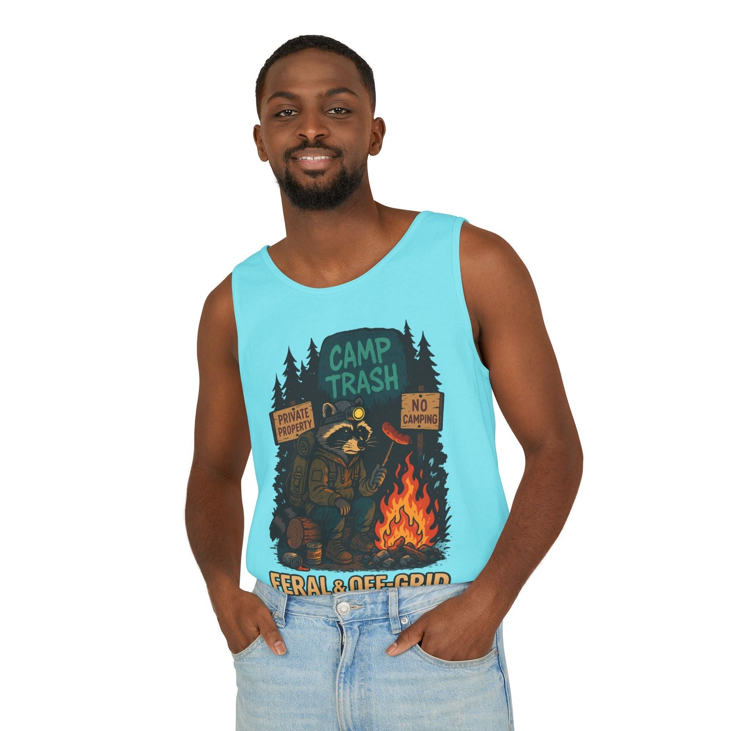 Camp Trash Raccoon Tank Top – Feral & Off-Grid Summer Shirt by Trash Cult