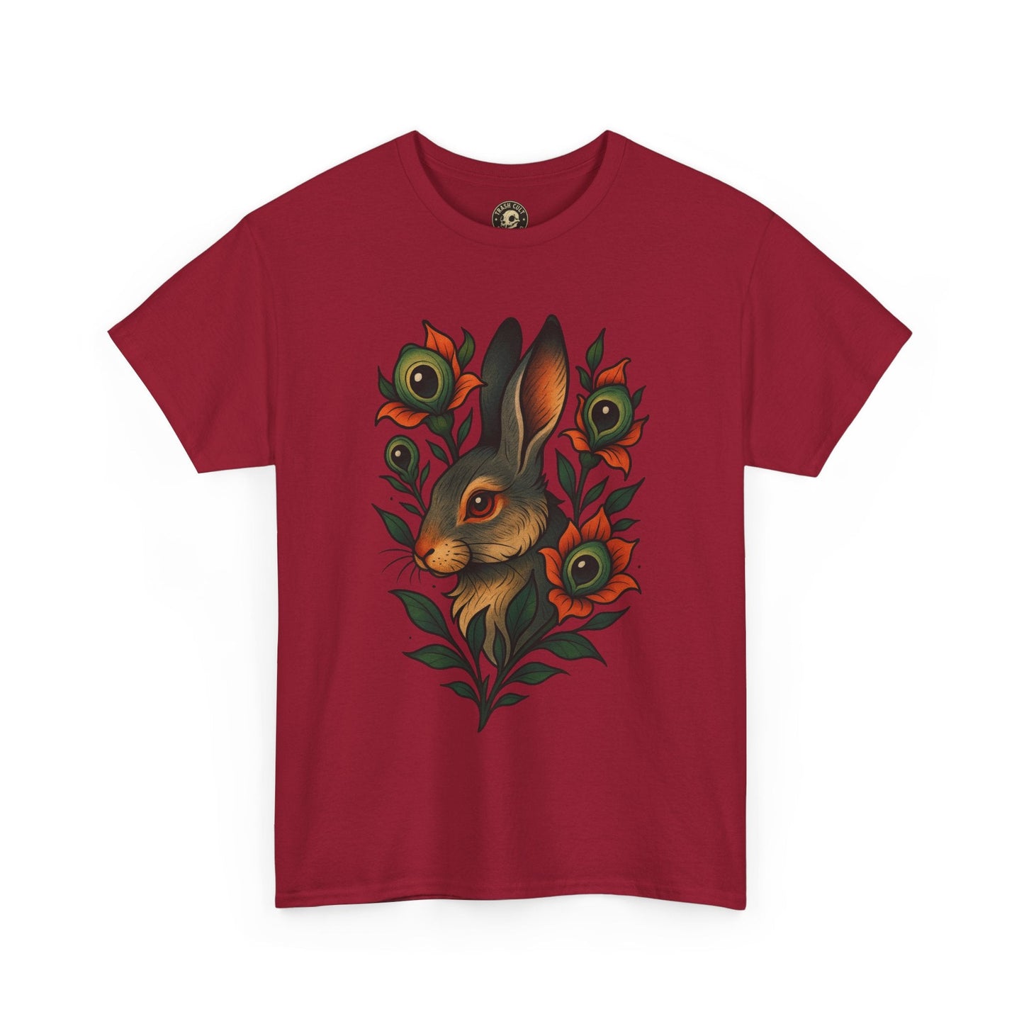 Whimsical Rabbit Floral Tee, Nature Lover Gift, Casual Wear, Eco-Friendly Fashion, Unique Graphic T-Shirt, Year-Round Style