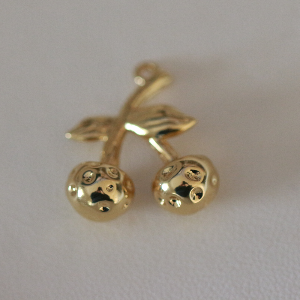 Gold Cherry Charm 14k Gold