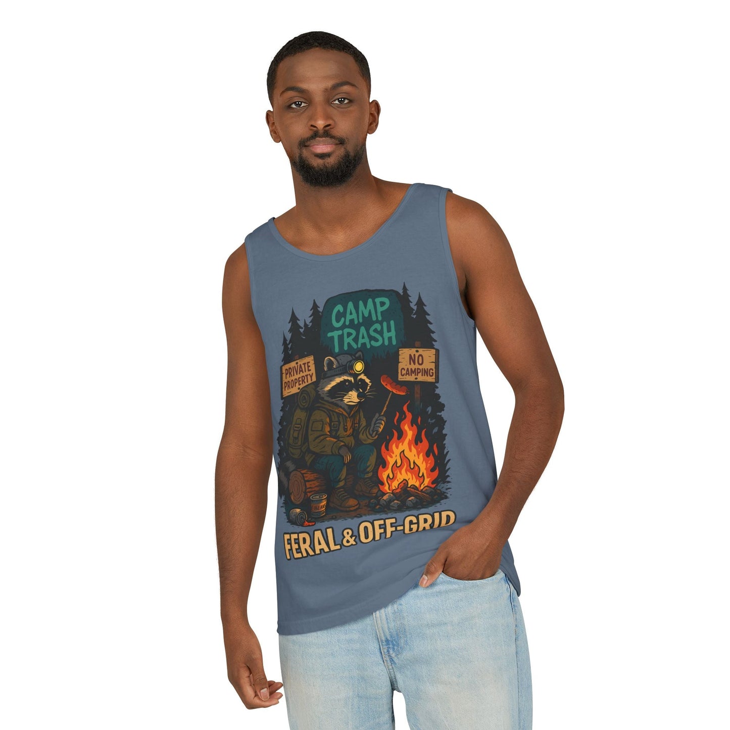 Camp Trash Raccoon Tank Top – Feral & Off-Grid Summer Shirt by Trash Cult