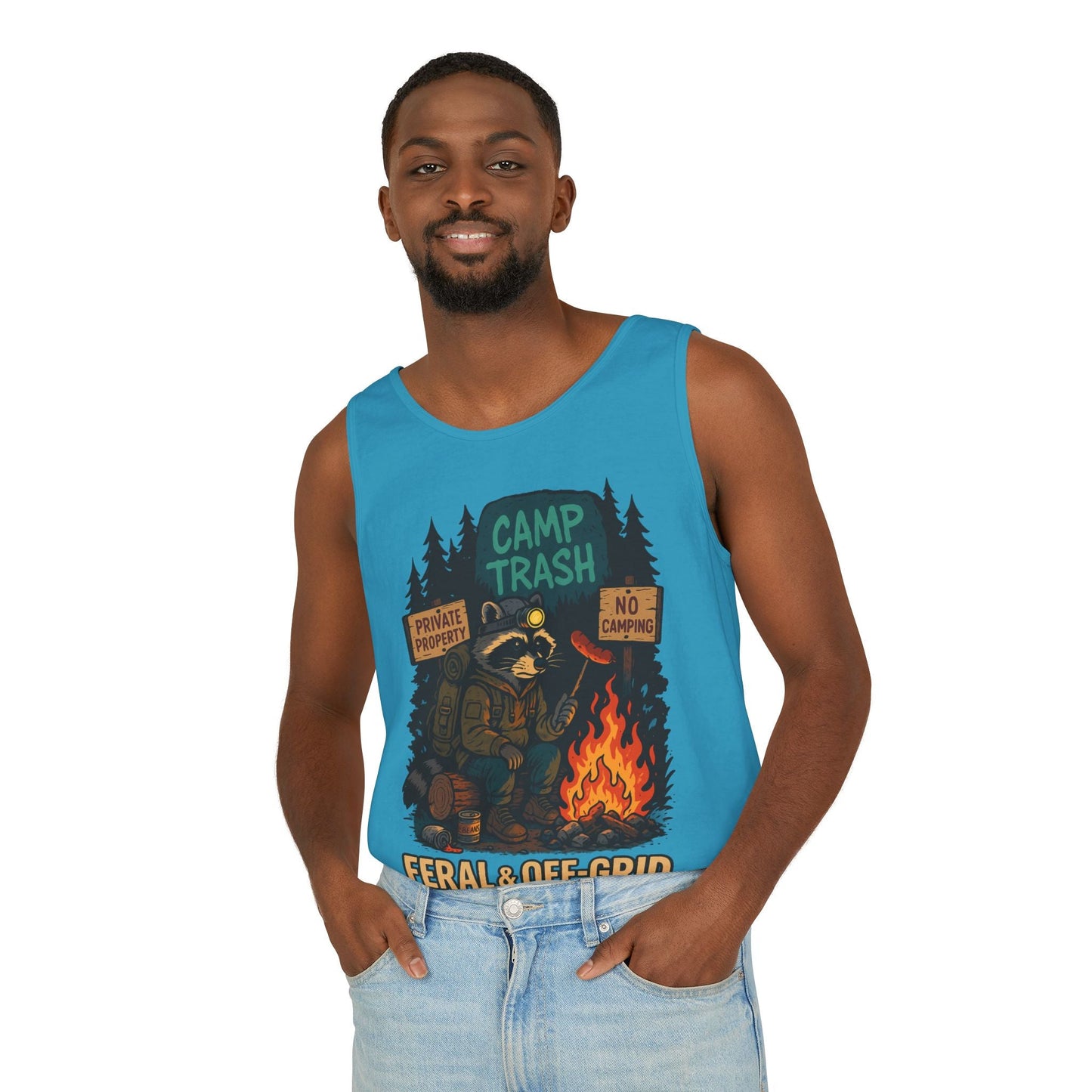 Camp Trash Raccoon Tank Top – Feral & Off-Grid Summer Shirt by Trash Cult