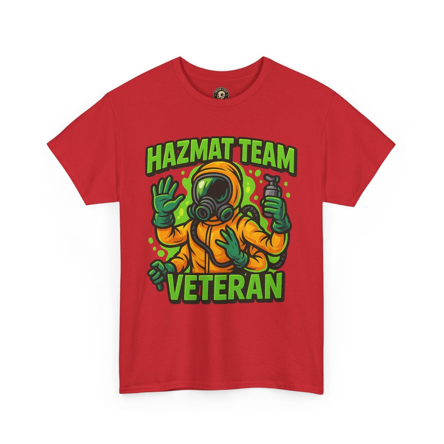 Hazmat Team Veteran T-Shirt – Neon New School Biohazard Graphic Tee | Gildan 5000 Sci-Fi Cotton Shirt