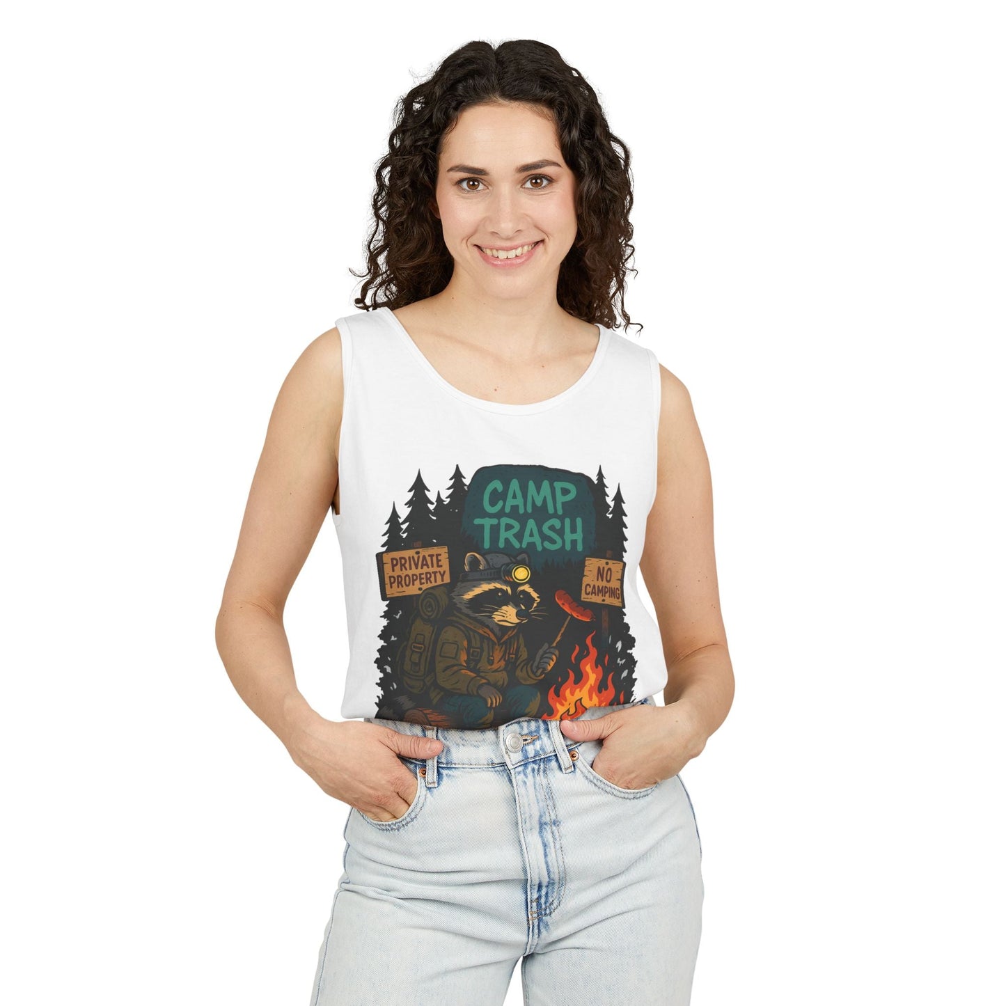 Camp Trash Raccoon Tank Top – Feral & Off-Grid Summer Shirt by Trash Cult