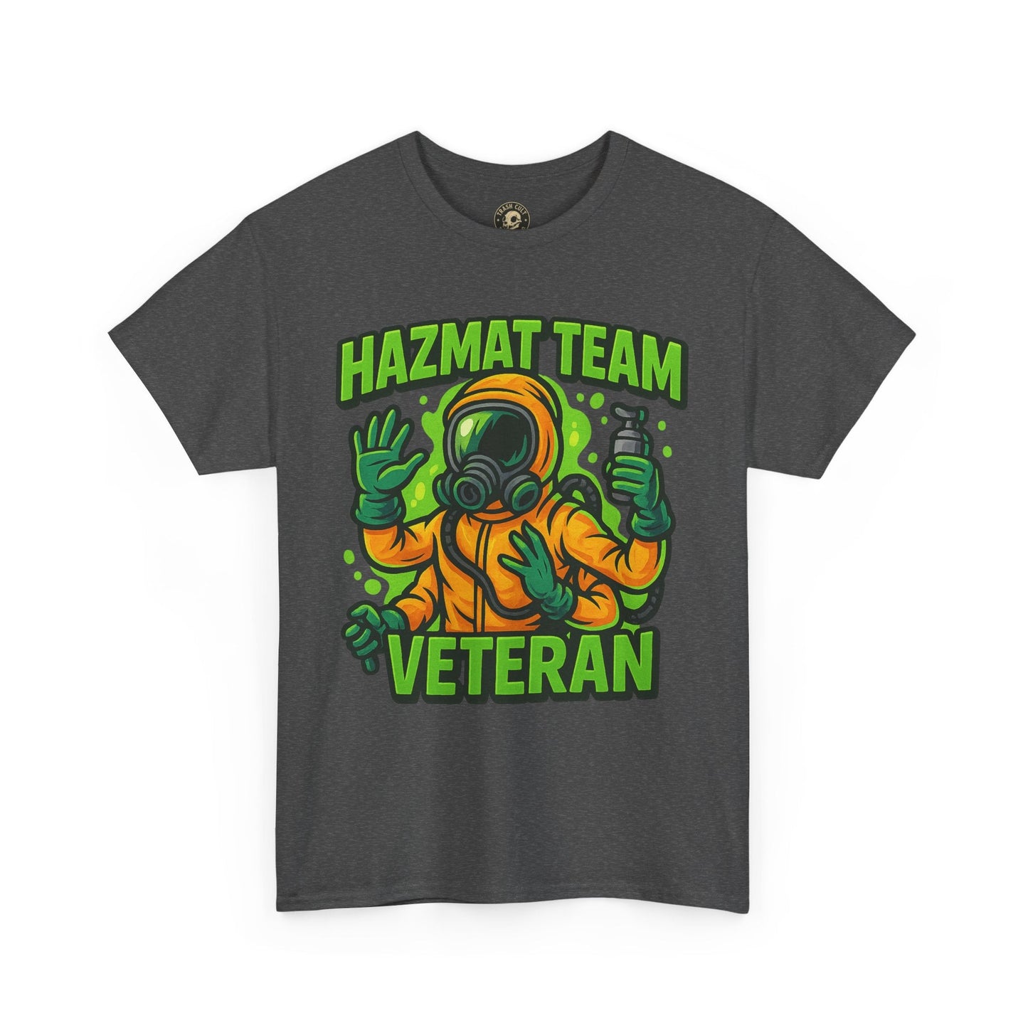 Hazmat Team Veteran T-Shirt – Neon New School Biohazard Graphic Tee | Gildan 5000 Sci-Fi Cotton Shirt