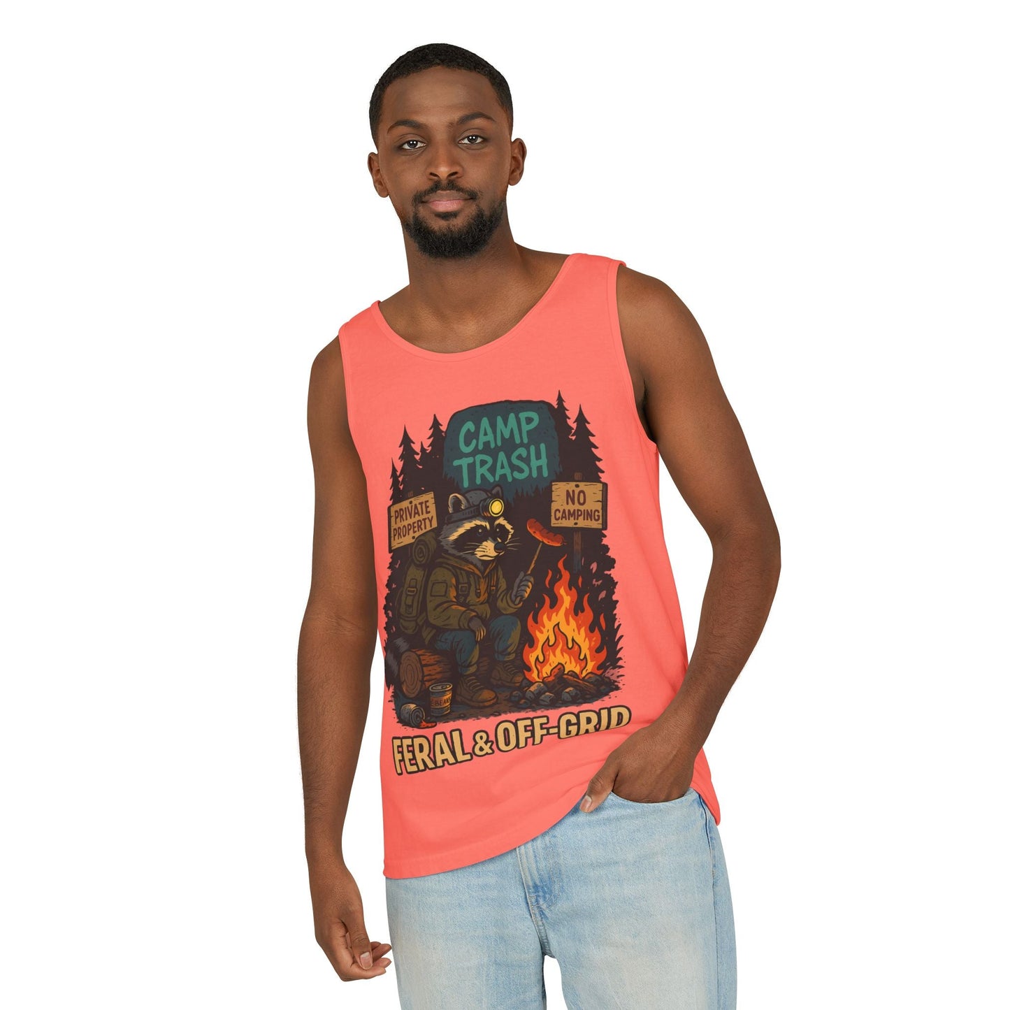 Camp Trash Raccoon Tank Top – Feral & Off-Grid Summer Shirt by Trash Cult
