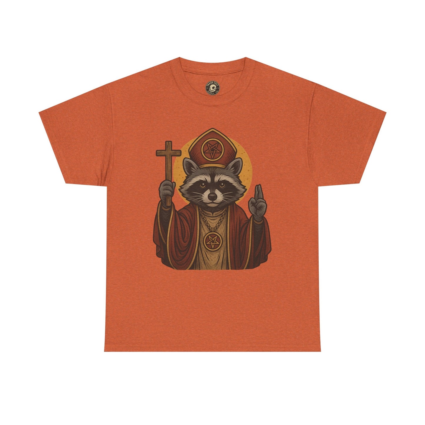 Holy Raccoon Pope Shirt – Funny Cult Priest Graphic Tee – Gildan 5000 Unisex