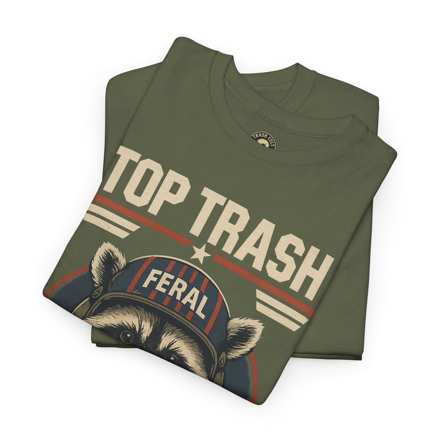 Feral Top Trash Raccoon Pilot Shirt – Trash Cult Supply Co. Parody Tee