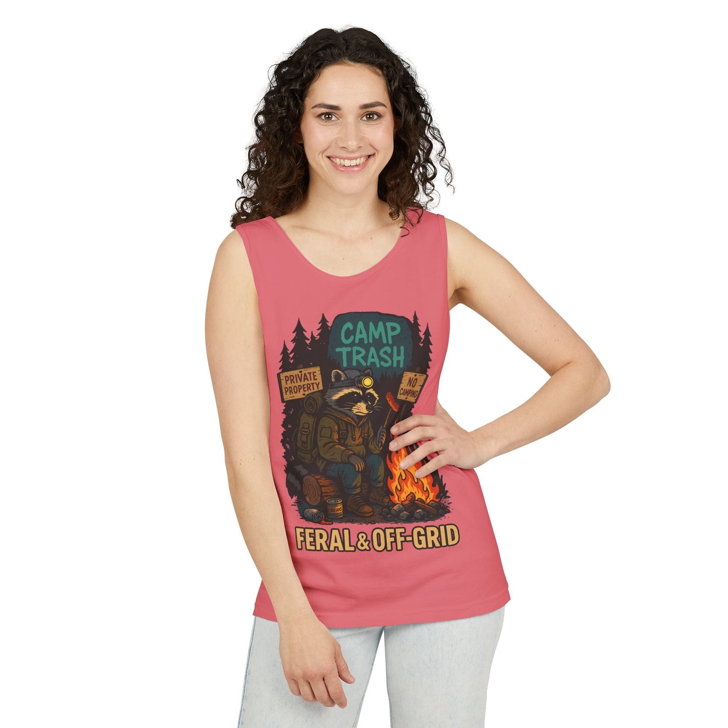 Camp Trash Raccoon Tank Top – Feral & Off-Grid Summer Shirt by Trash Cult