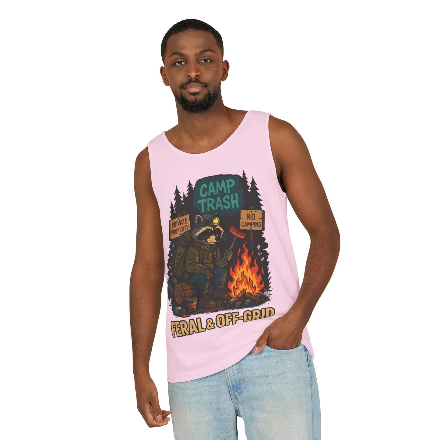 Camp Trash Raccoon Tank Top – Feral & Off-Grid Summer Shirt by Trash Cult