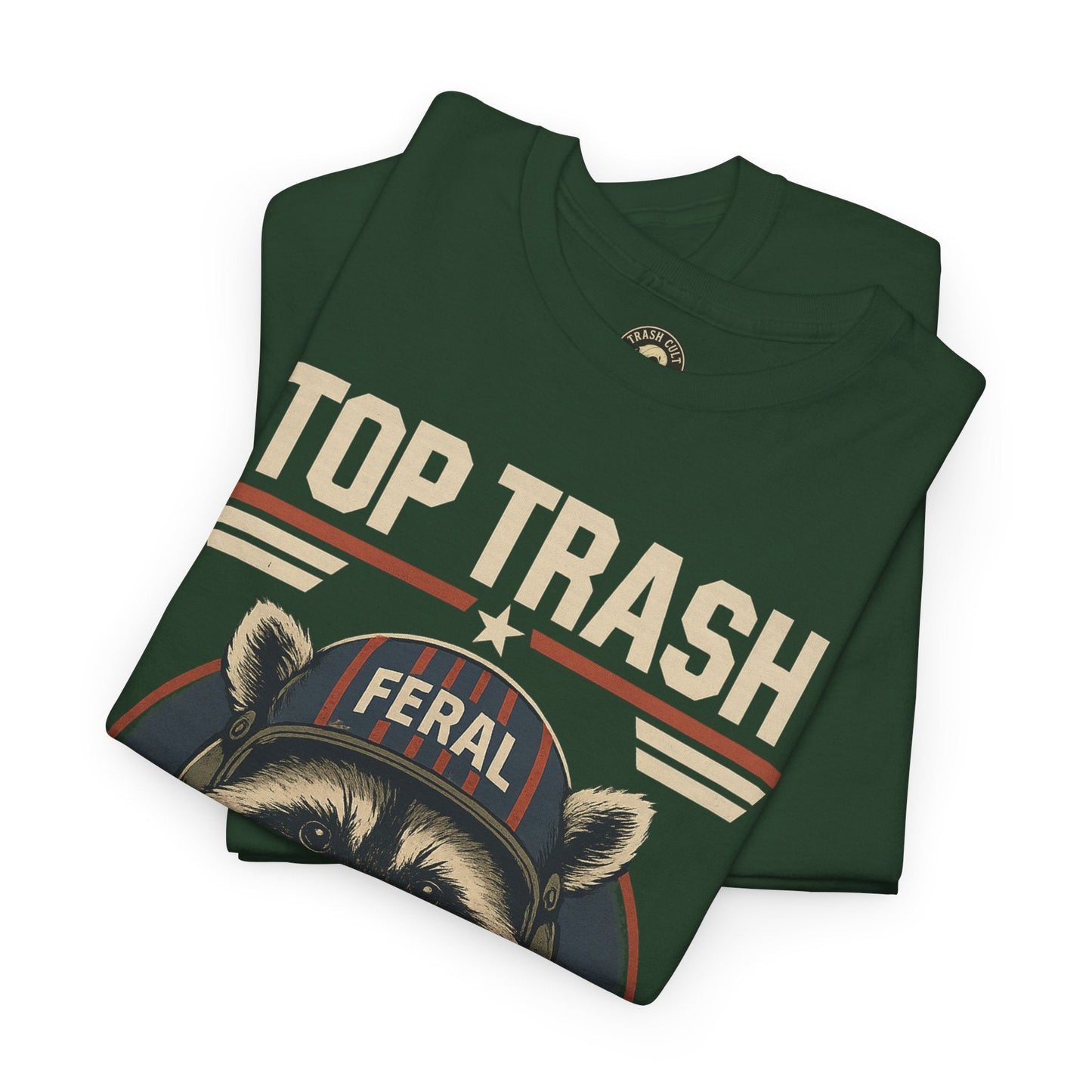 Feral Top Trash Raccoon Pilot Shirt – Trash Cult Supply Co. Parody Tee