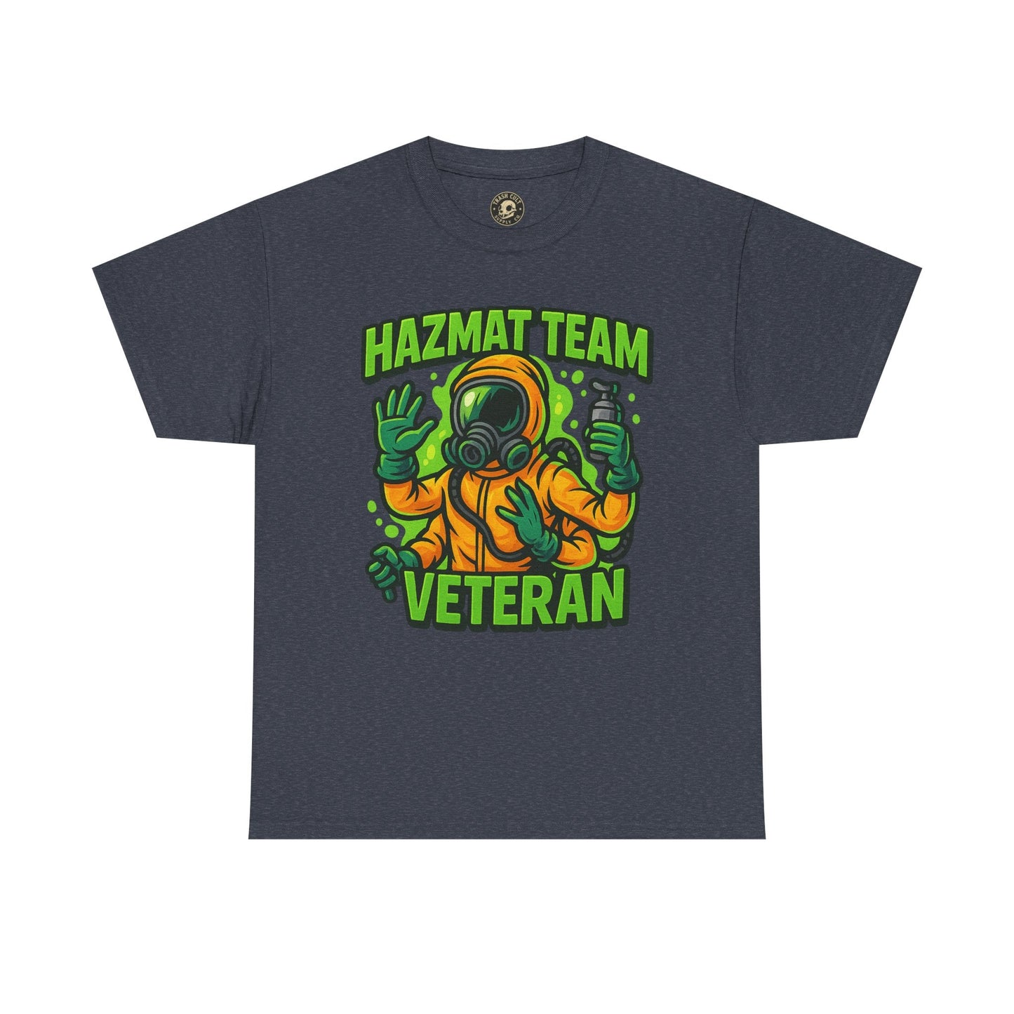 Hazmat Team Veteran T-Shirt – Neon New School Biohazard Graphic Tee | Gildan 5000 Sci-Fi Cotton Shirt