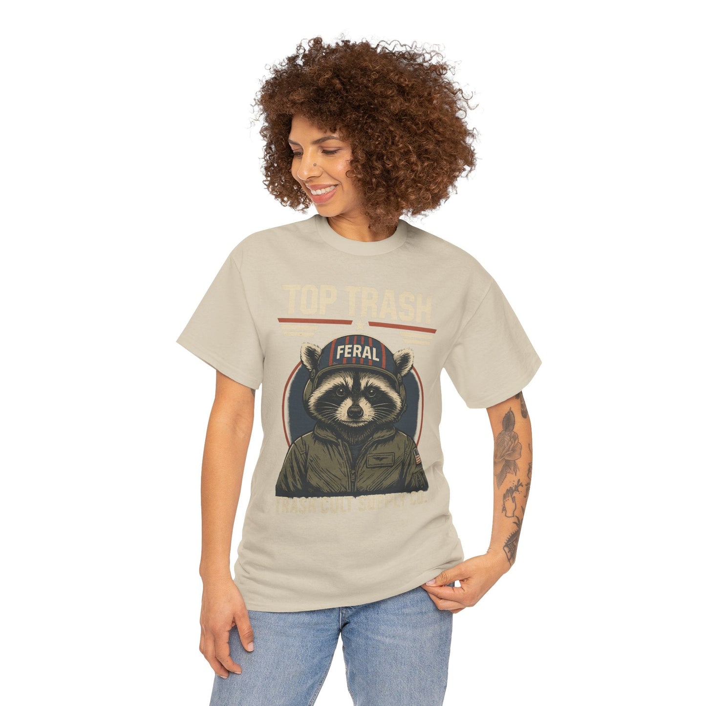 Feral Top Trash Raccoon Pilot Shirt – Trash Cult Supply Co. Parody Tee