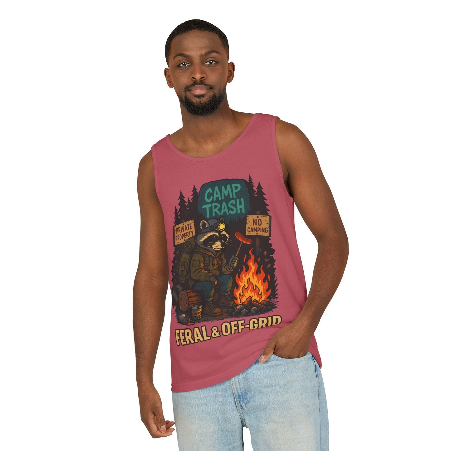 Camp Trash Raccoon Tank Top – Feral & Off-Grid Summer Shirt by Trash Cult