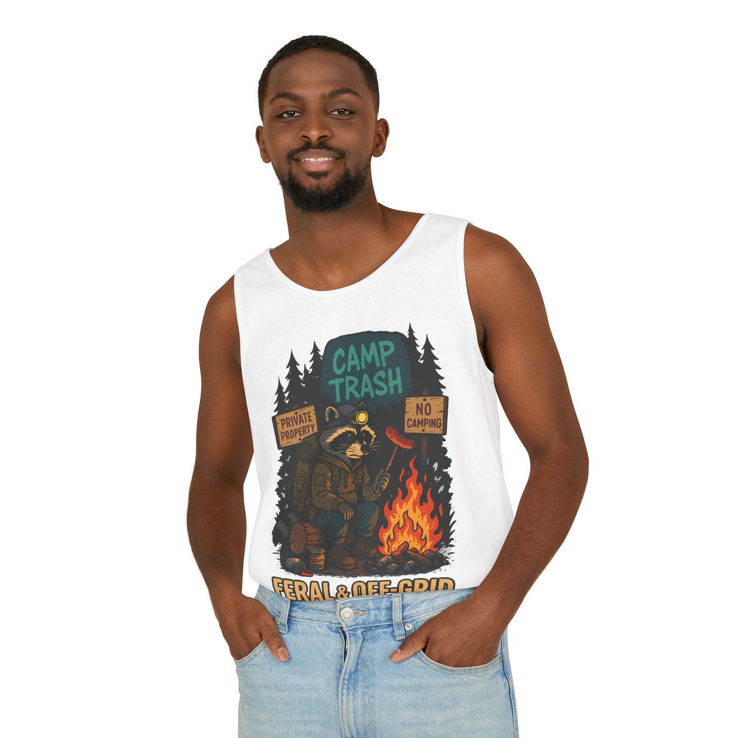 Camp Trash Raccoon Tank Top – Feral & Off-Grid Summer Shirt by Trash Cult