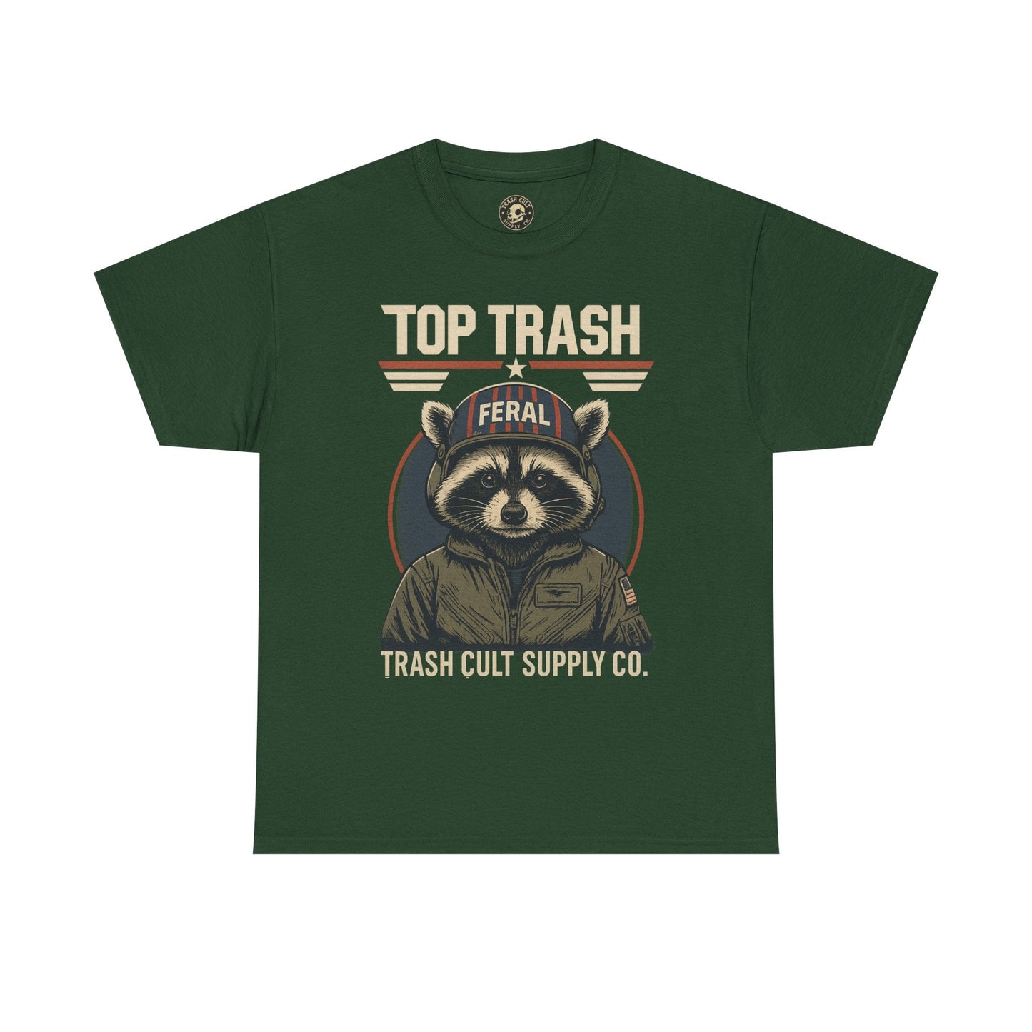 Feral Top Trash Raccoon Pilot Shirt – Trash Cult Supply Co. Parody Tee