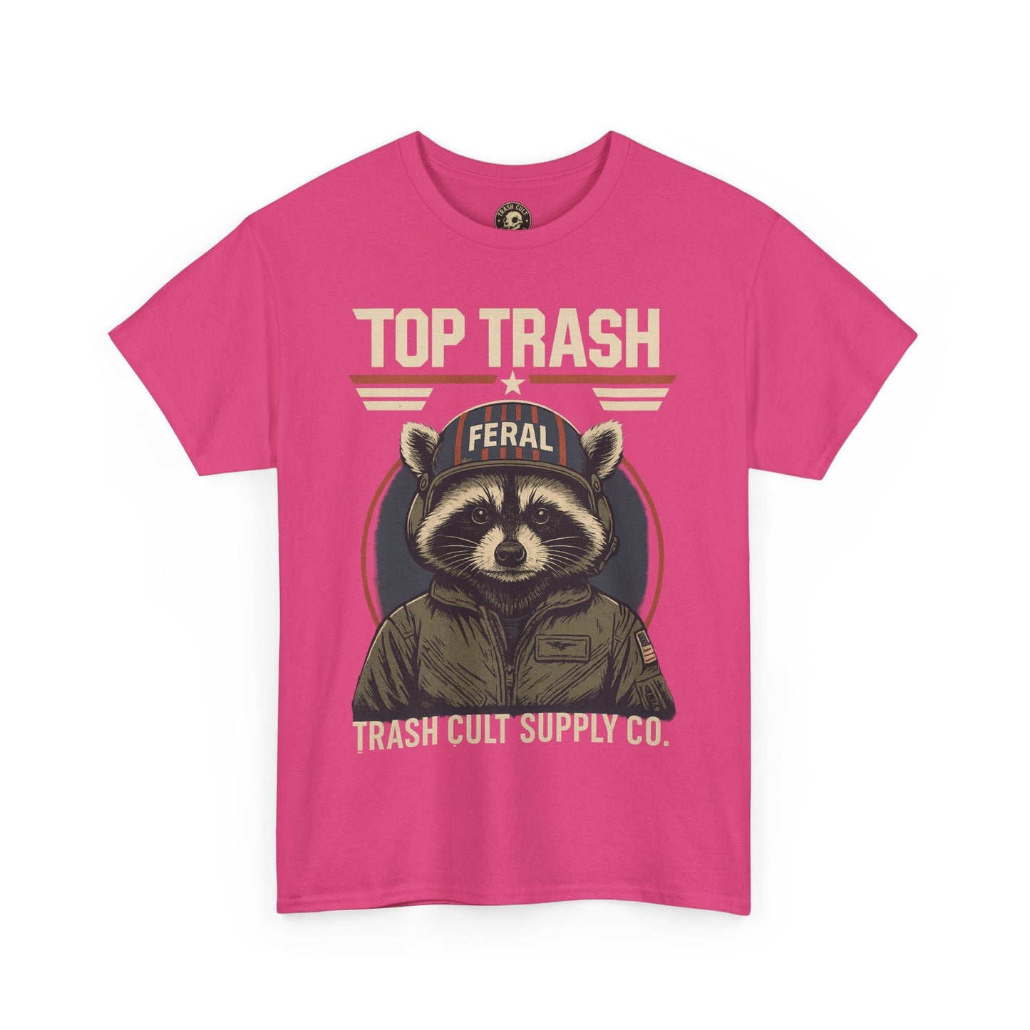 Feral Top Trash Raccoon Pilot Shirt – Trash Cult Supply Co. Parody Tee