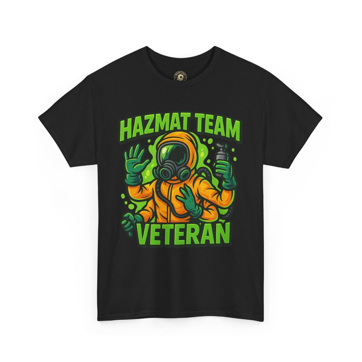 Hazmat Team Veteran T-Shirt – Neon New School Biohazard Graphic Tee | Gildan 5000 Sci-Fi Cotton Shirt