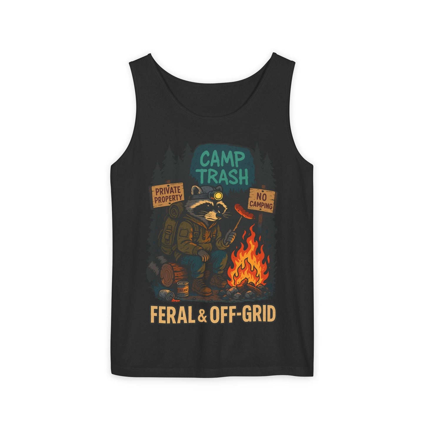 Camp Trash Raccoon Tank Top – Feral & Off-Grid Summer Shirt by Trash Cult
