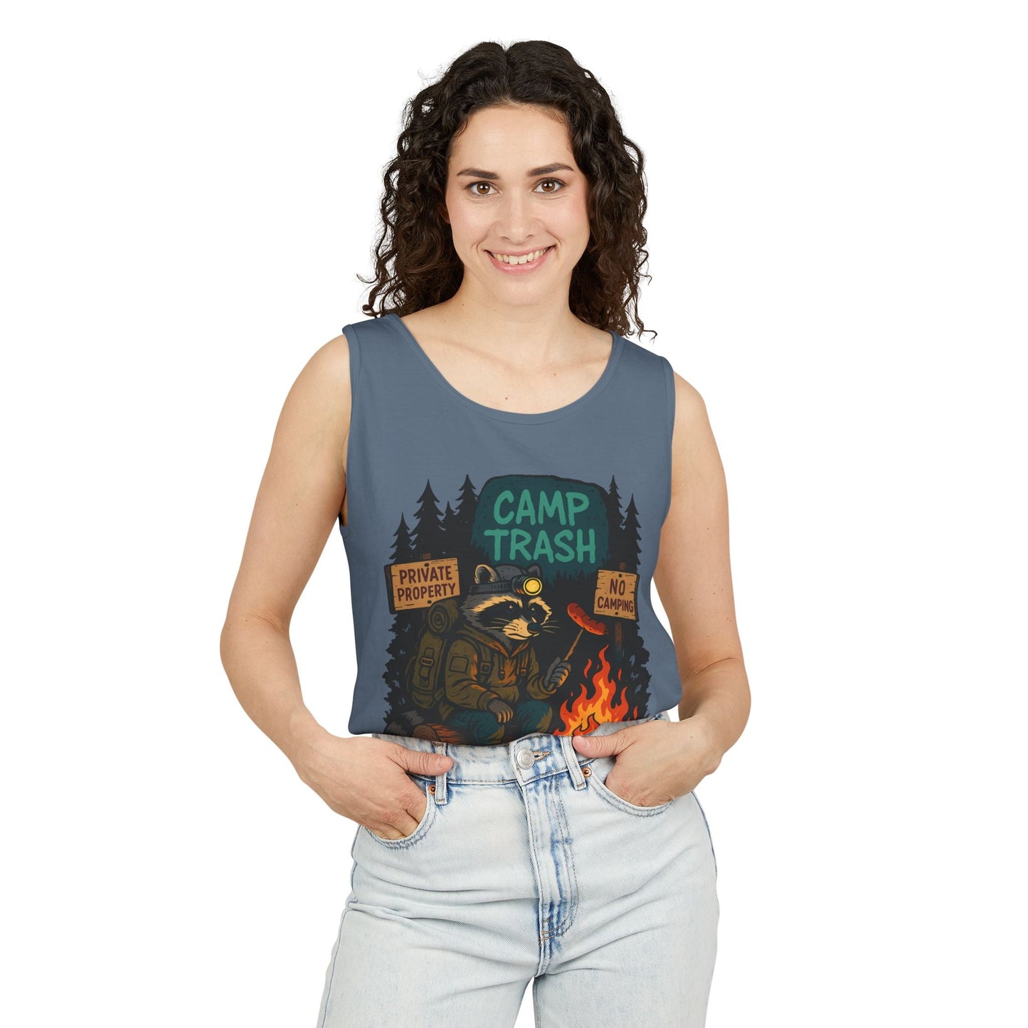 Camp Trash Raccoon Tank Top – Feral & Off-Grid Summer Shirt by Trash Cult