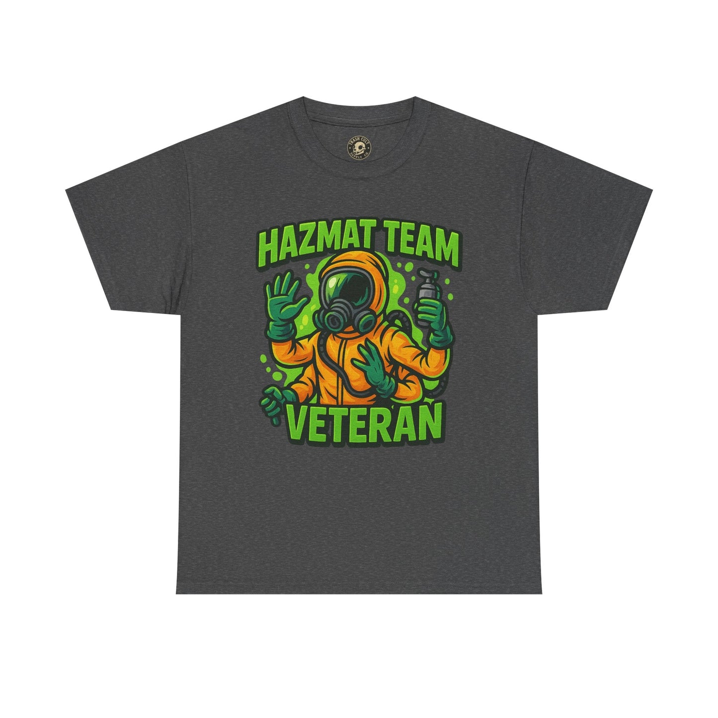 Hazmat Team Veteran T-Shirt – Neon New School Biohazard Graphic Tee | Gildan 5000 Sci-Fi Cotton Shirt
