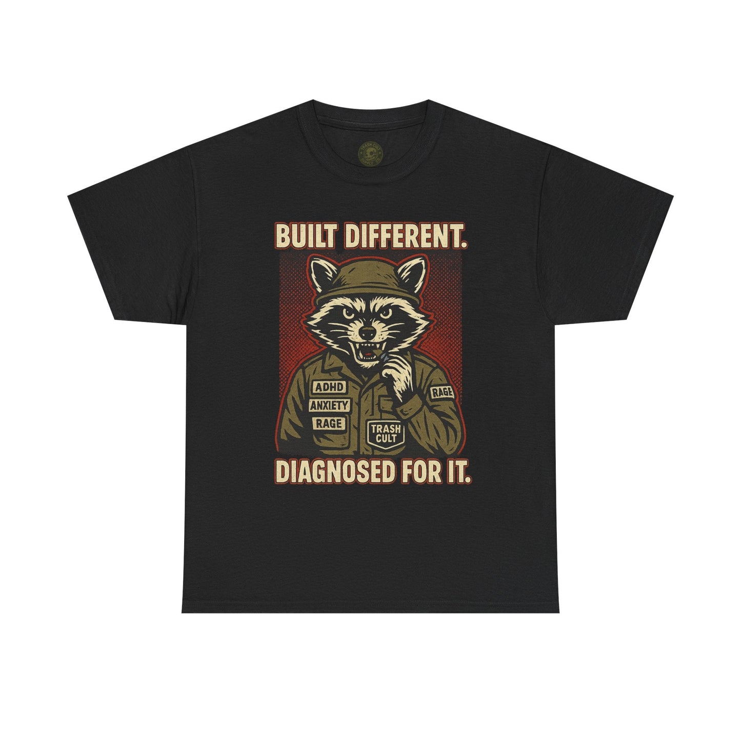 Built Different Diagnosed For It Military Raccoon Shirt – Gildan 5000