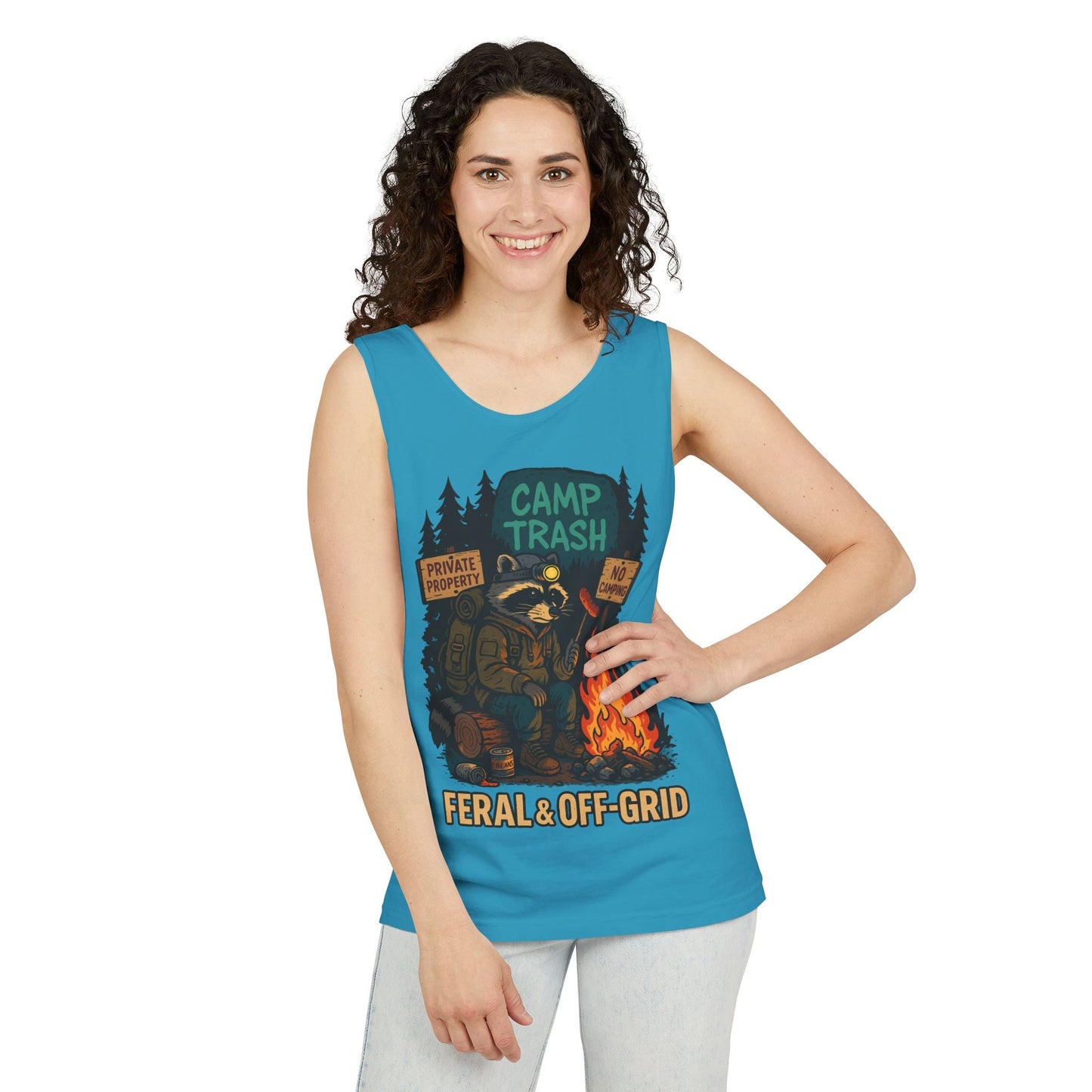 Camp Trash Raccoon Tank Top – Feral & Off-Grid Summer Shirt by Trash Cult