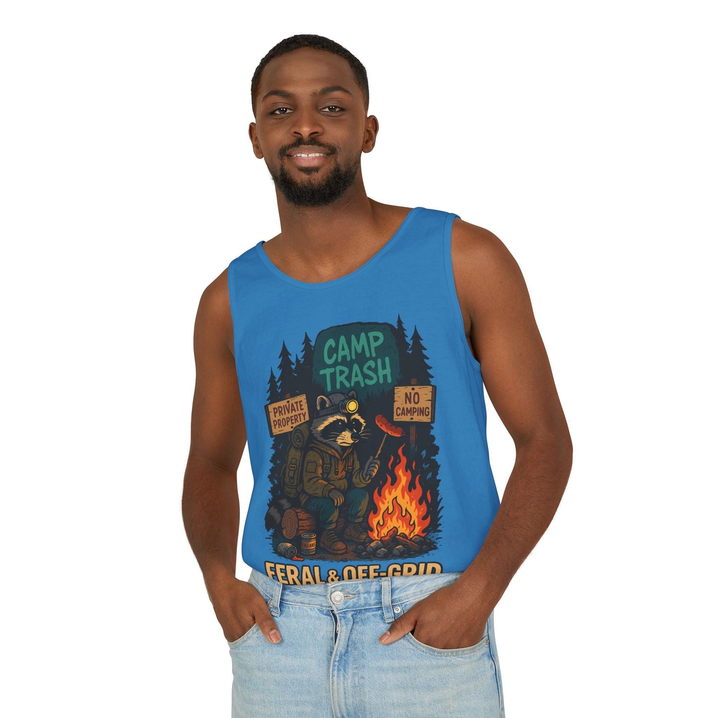 Camp Trash Raccoon Tank Top – Feral & Off-Grid Summer Shirt by Trash Cult