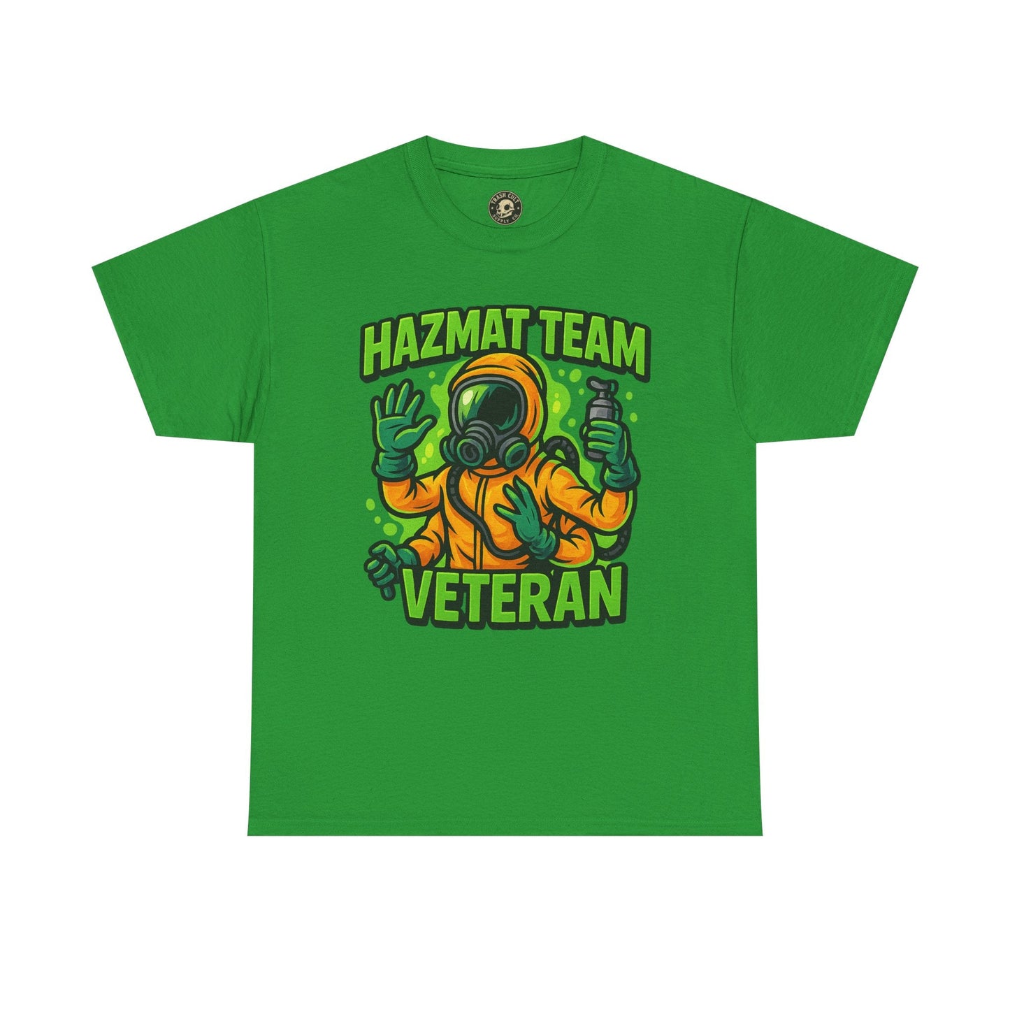 Hazmat Team Veteran T-Shirt – Neon New School Biohazard Graphic Tee | Gildan 5000 Sci-Fi Cotton Shirt