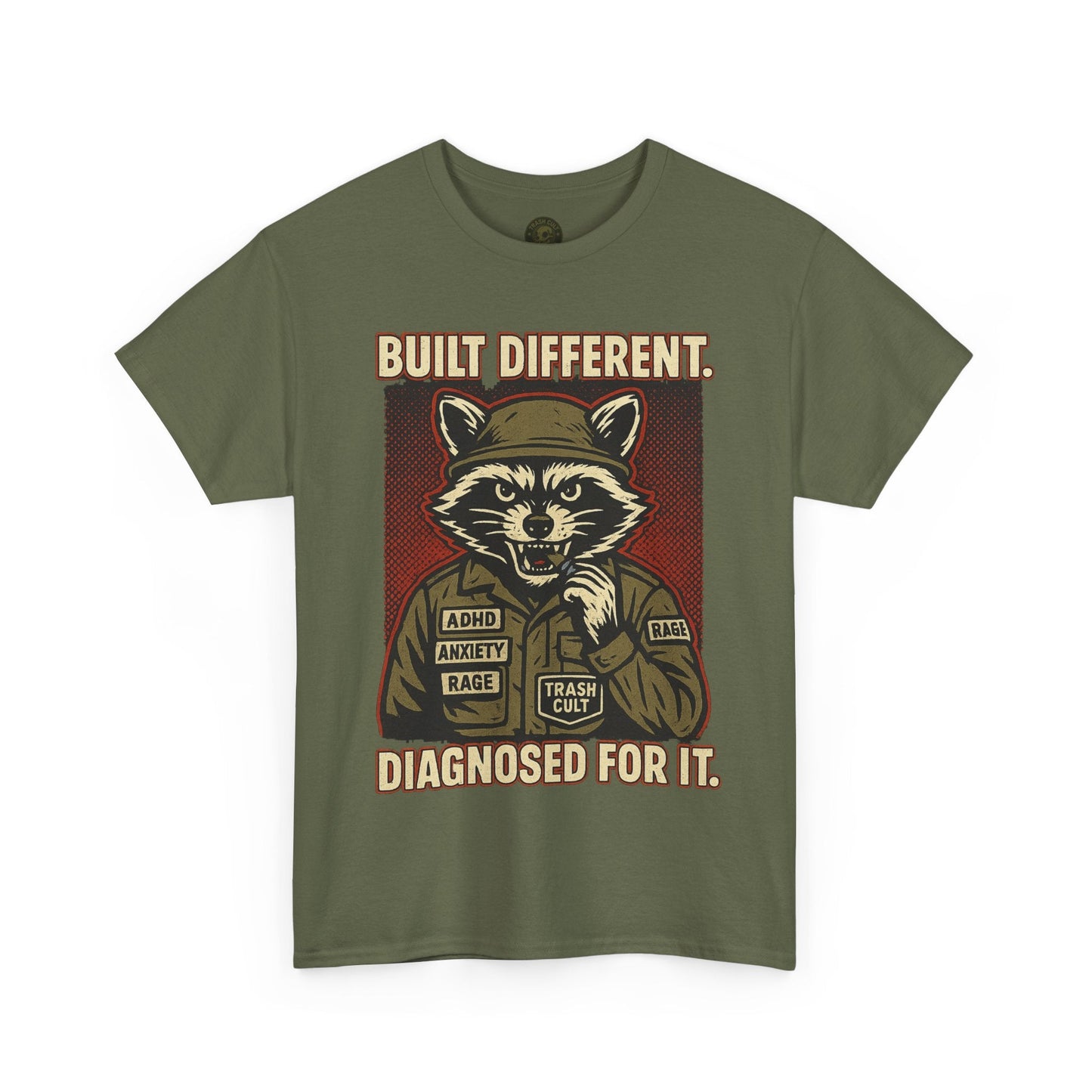 Built Different Diagnosed For It Military Raccoon Shirt – Gildan 5000