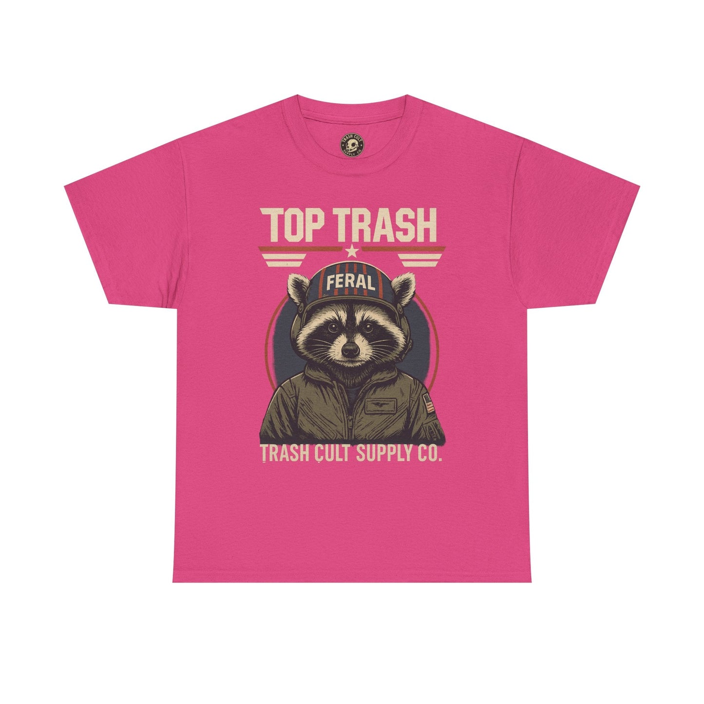 Feral Top Trash Raccoon Pilot Shirt – Trash Cult Supply Co. Parody Tee