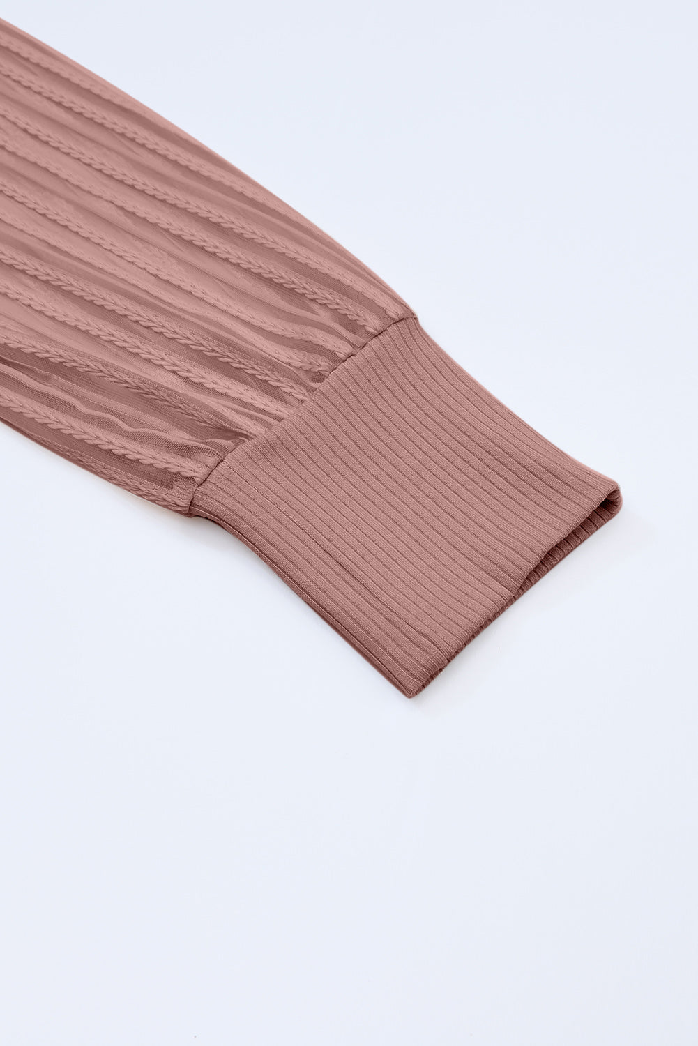 Pink Black Striped Mesh Long Sleeve Crewneck Ribbed Top