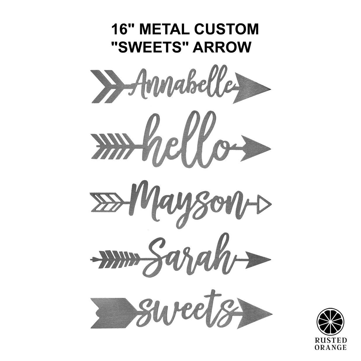 Sweets Arrow - 5 Styles - Personalized Metal Name Sign for Wall Decor