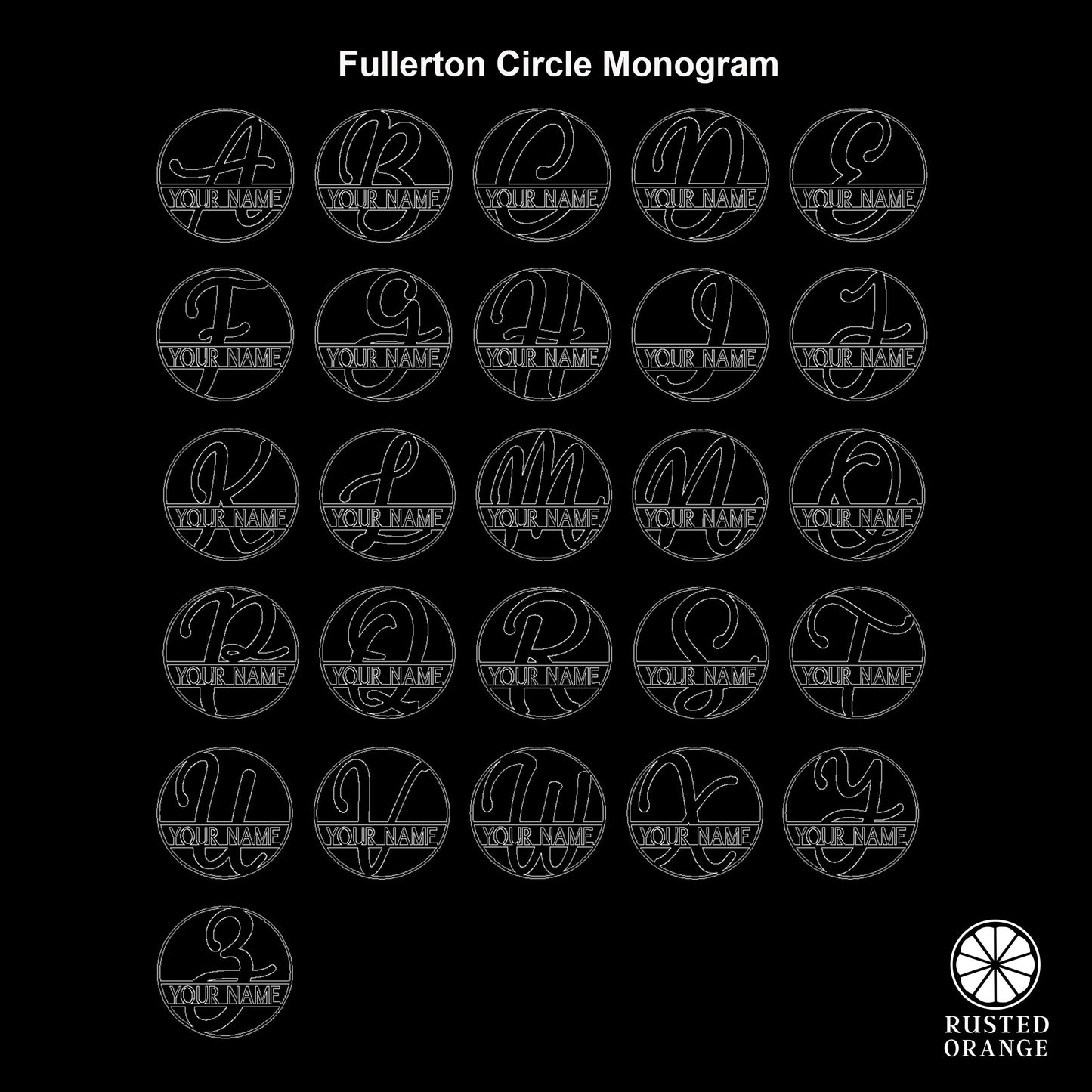 Fullerton Circle Monogram - 2 Sizes - Metal Personalized Last Name with Monogram Sign