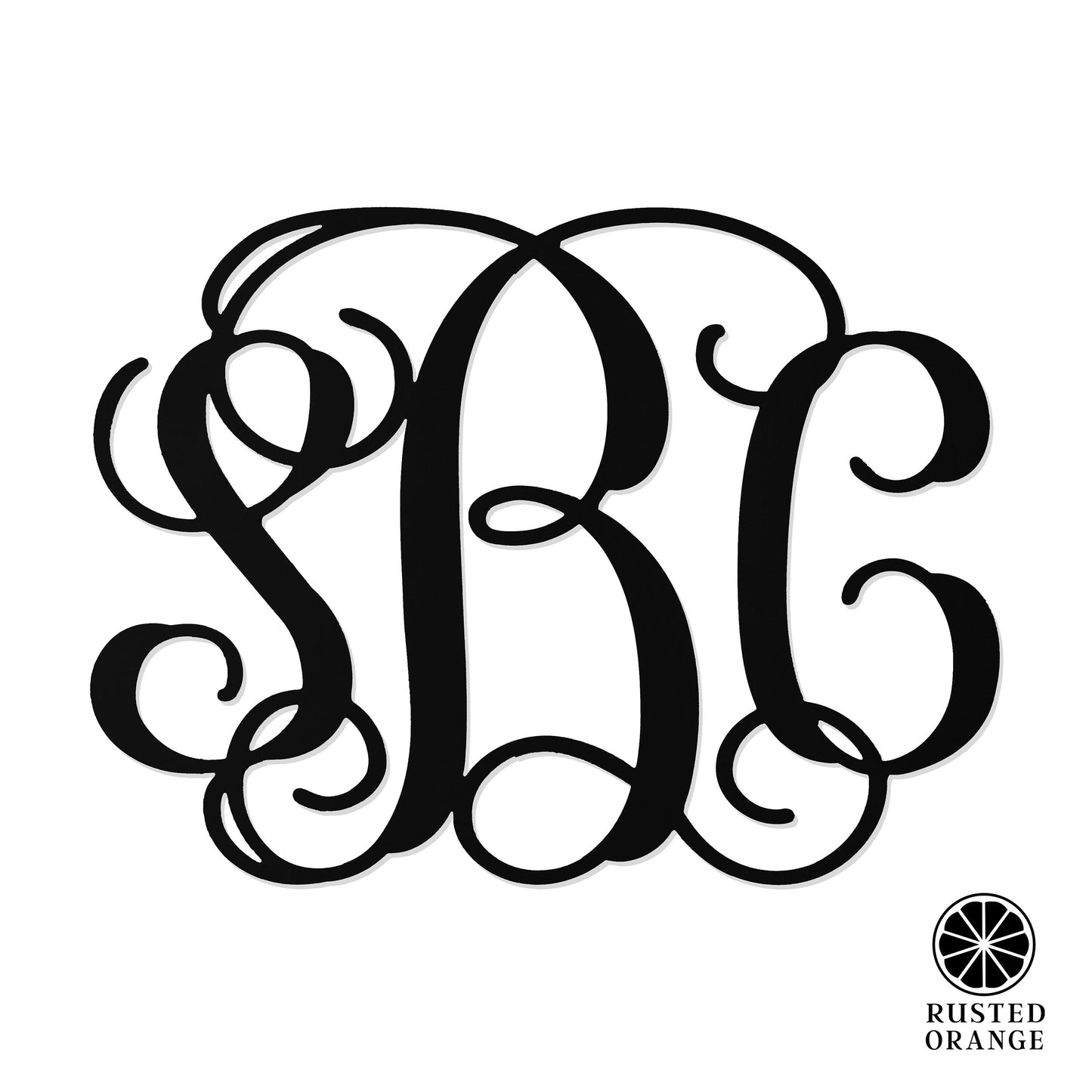 Fancy 3 Letter Monogram - 2 Sizes - Metal Wall Decor Family Monogram